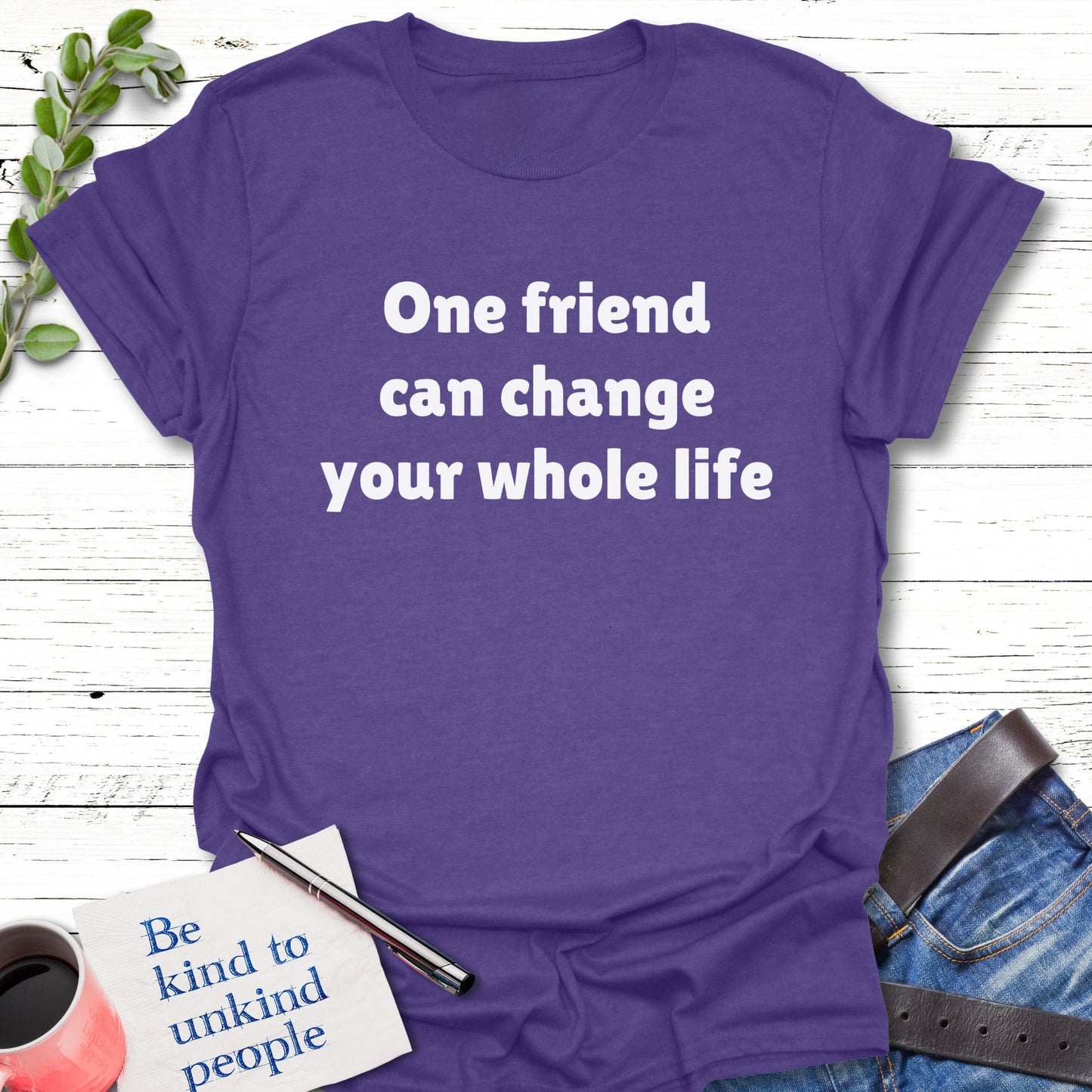 T-Shirt Heather Purple / S One Friend Hero T-Shirt Echo Kindness Printify