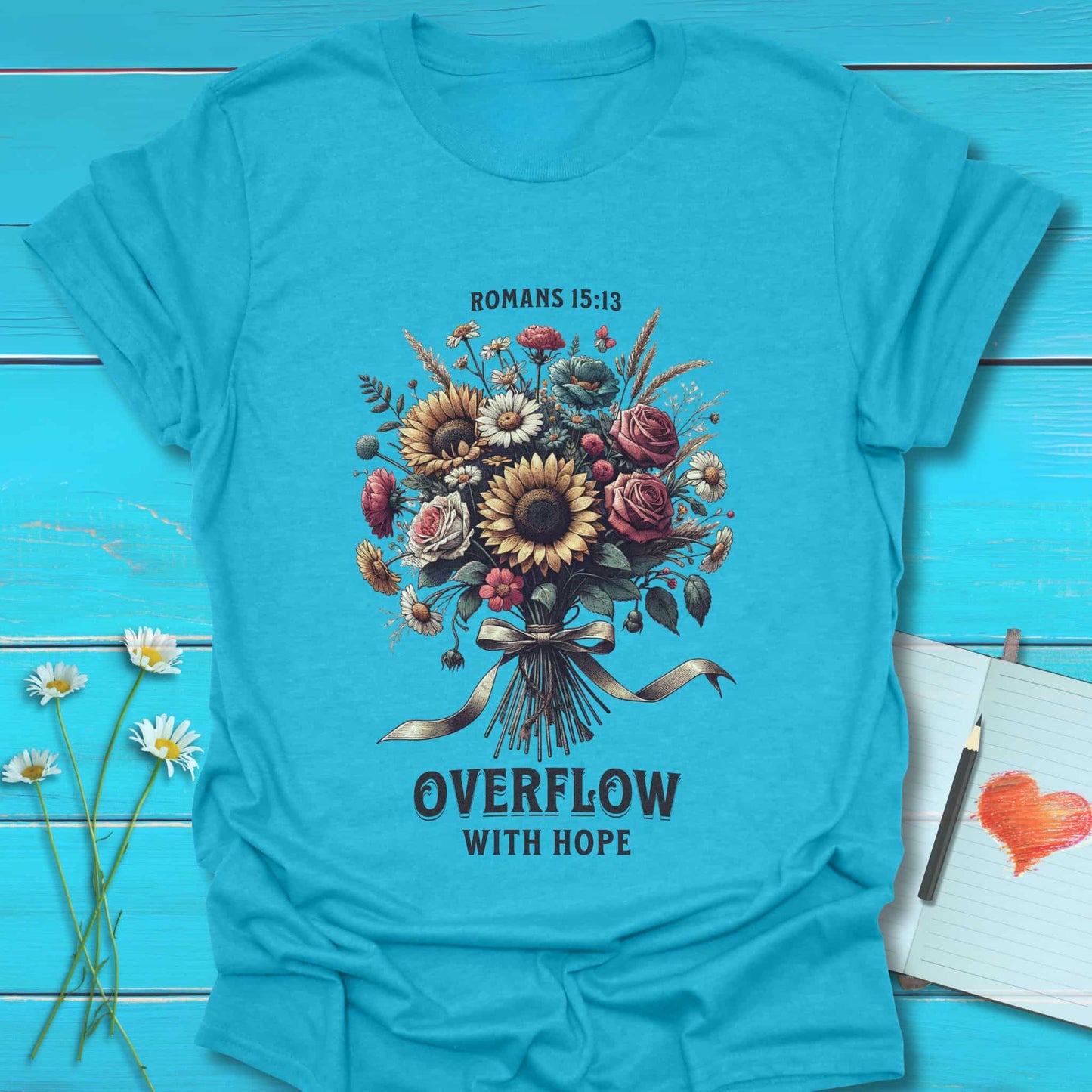 T-Shirt Heather Galapagos Blue / S Overflow with Hope T-Shirt Echo Kindness Printify