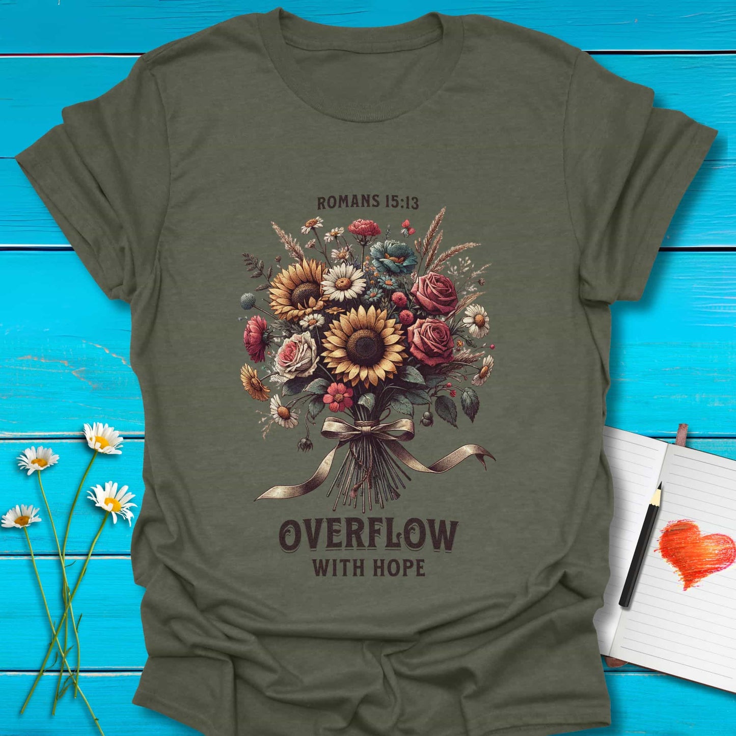 T-Shirt Heather Military Green / S Overflow with Hope T-Shirt Echo Kindness Printify