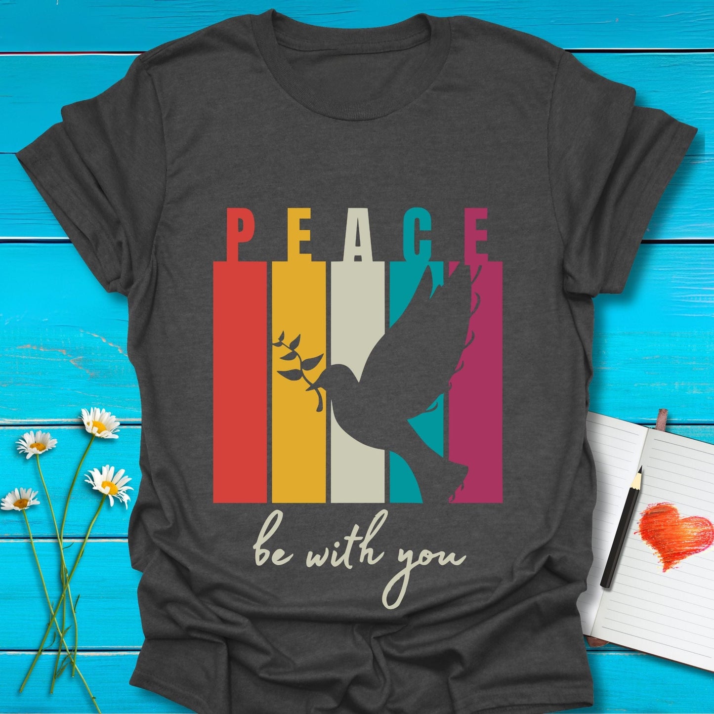 T-Shirt Dark Heather / S Peace Dove T-Shirt Echo Kindness Printify