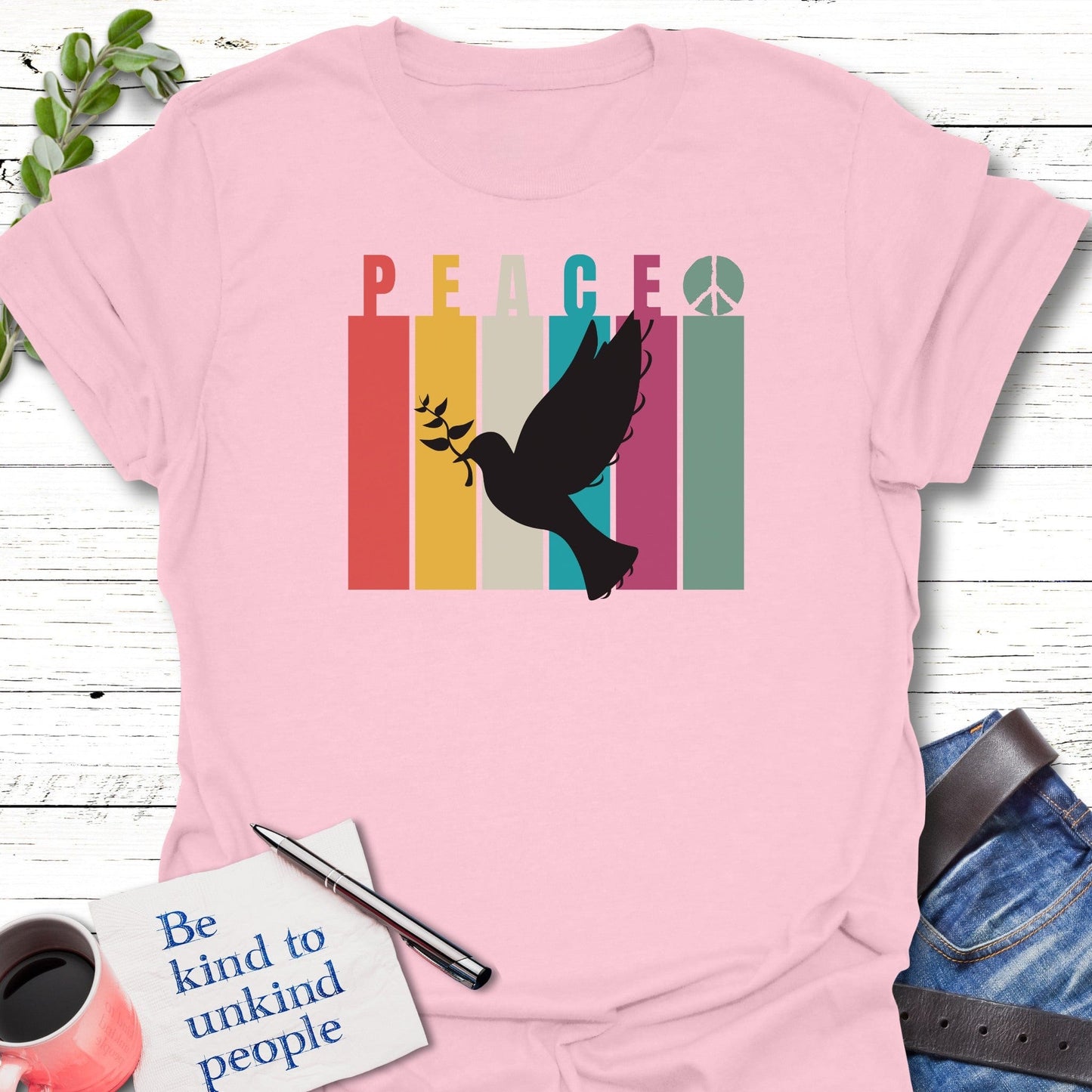 T-Shirt Light Pink / S Peace Dove T-Shirt Echo Kindness Printify