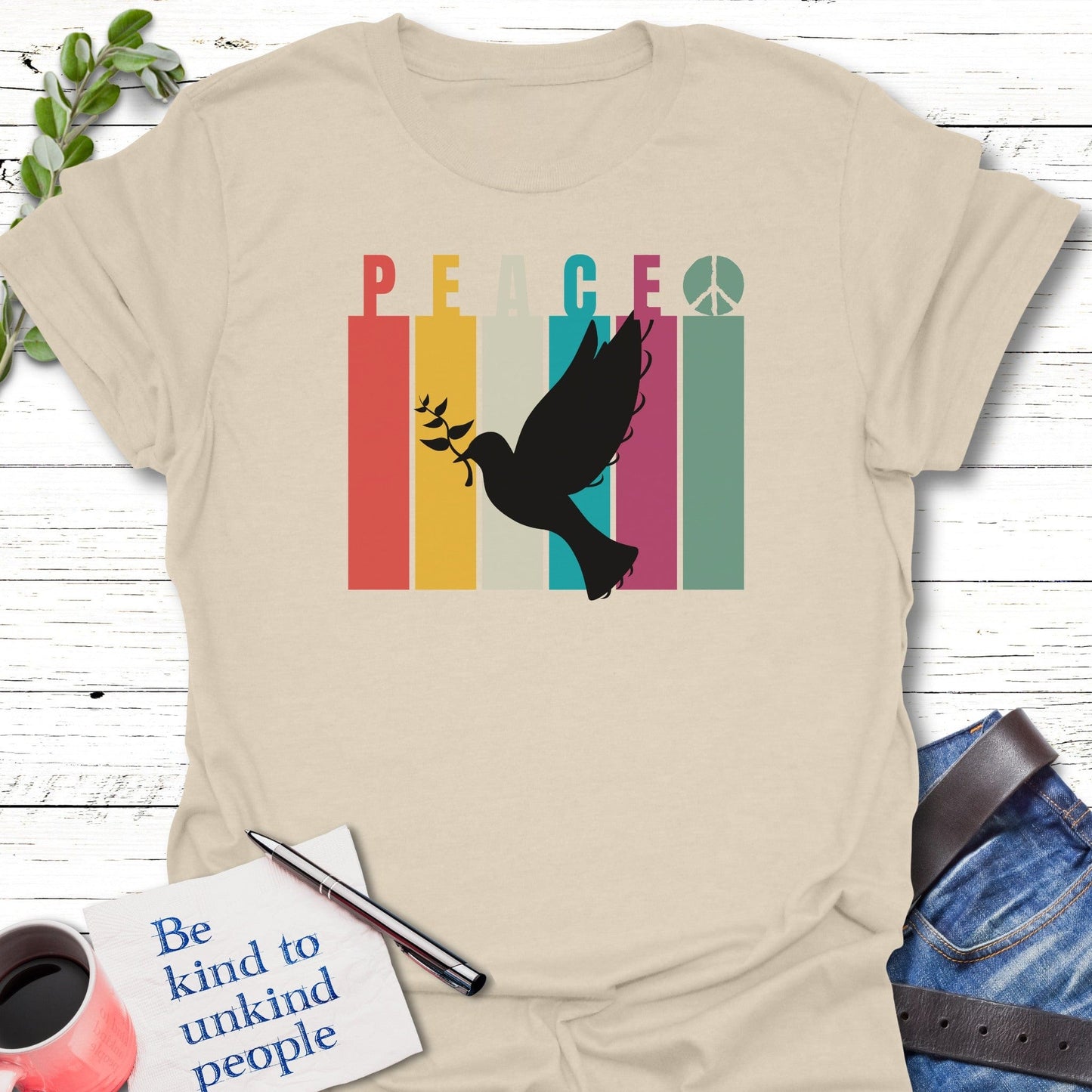 T-Shirt Natural / S Peace Dove T-Shirt Echo Kindness Printify