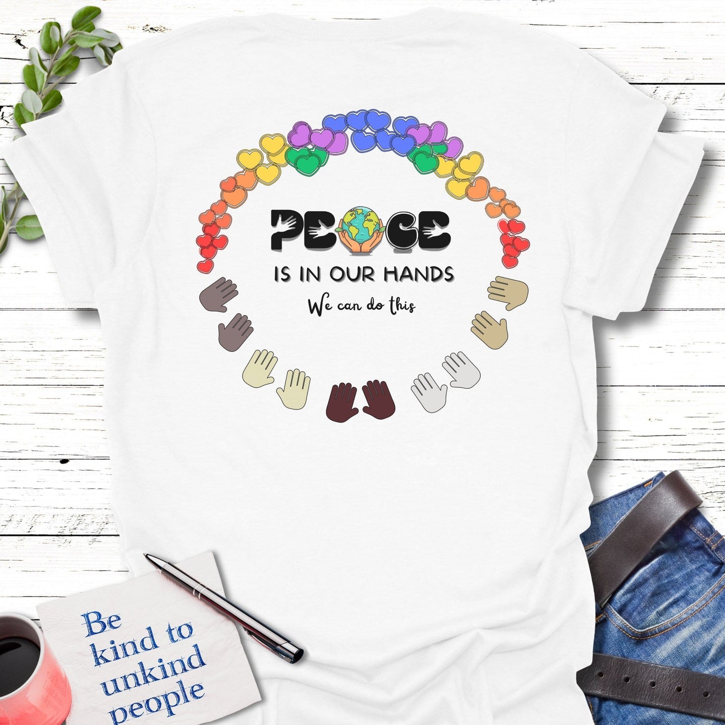 T-Shirt White / S Peaceful hands T-Shirt Echo Kindness Printify