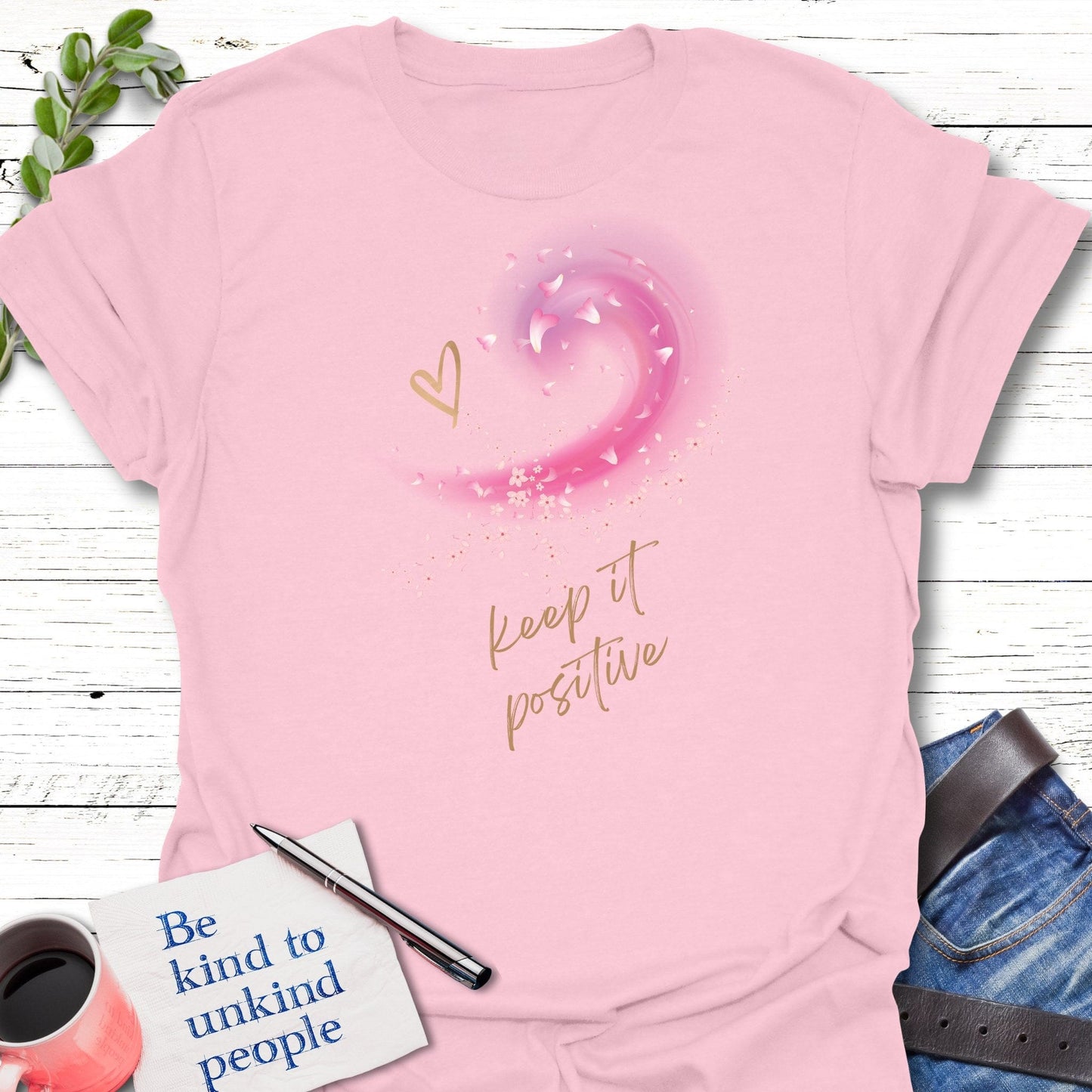 T-Shirt Light Pink / S Positive Mind T-Shirt Echo Kindness Printify