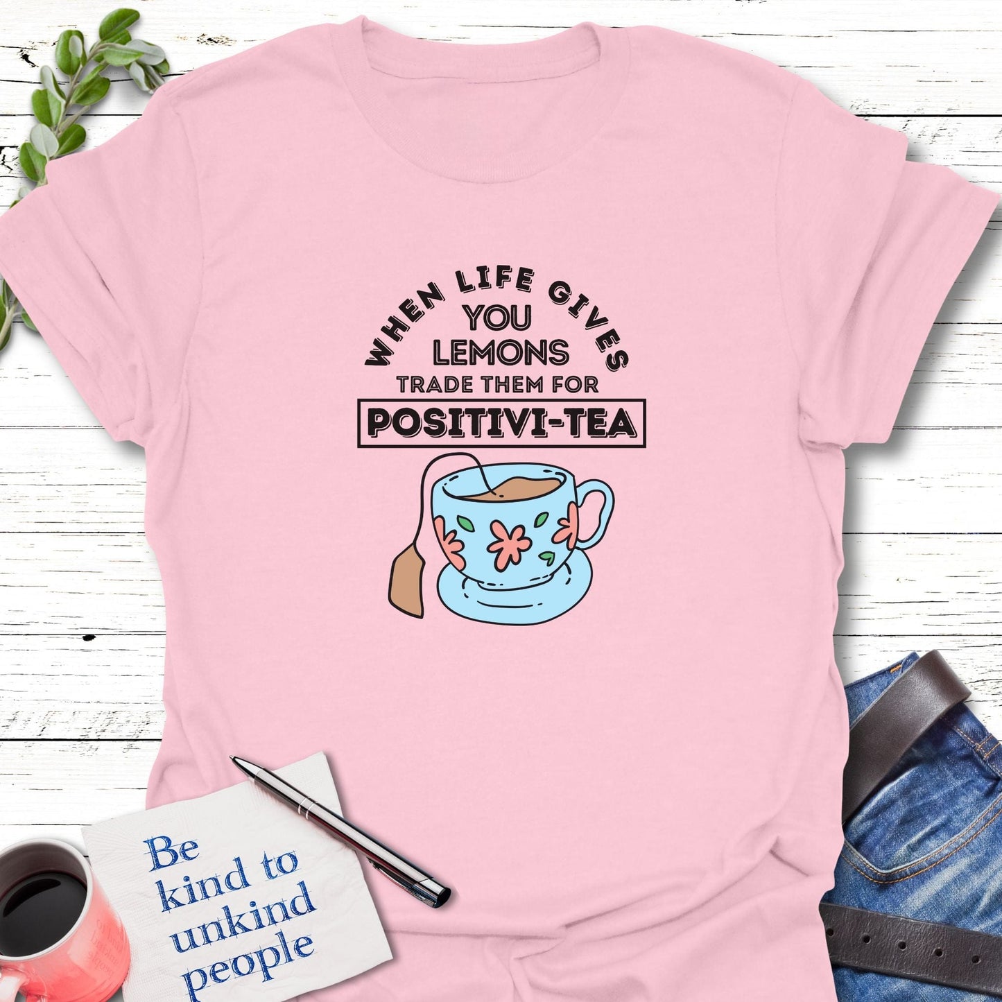 T-Shirt Light Pink / S Positivi-Tea T-Shirt Echo Kindness Printify