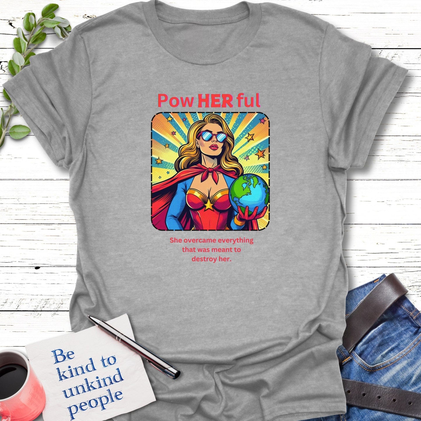 T-Shirt Sport Grey / S Pow Her Full T-Shirt Echo Kindness Printify