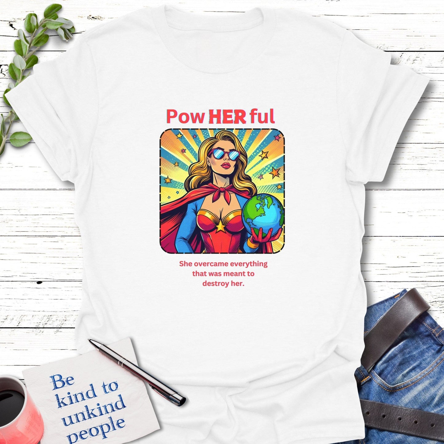 T-Shirt White / S Pow Her Full T-Shirt Echo Kindness Printify