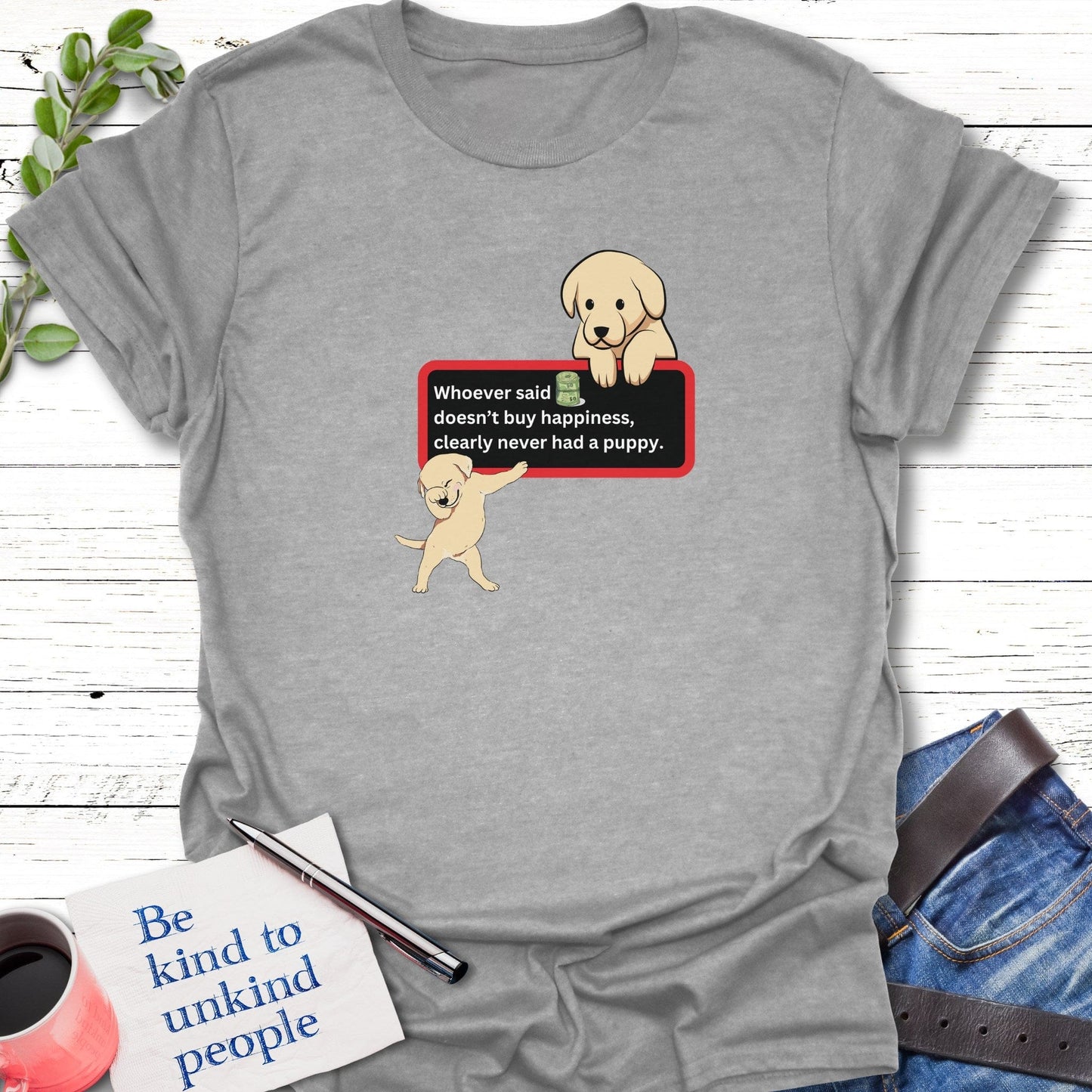 T-Shirt Sport Grey / S Puppy Happiness T-Shirt Echo Kindness Printify