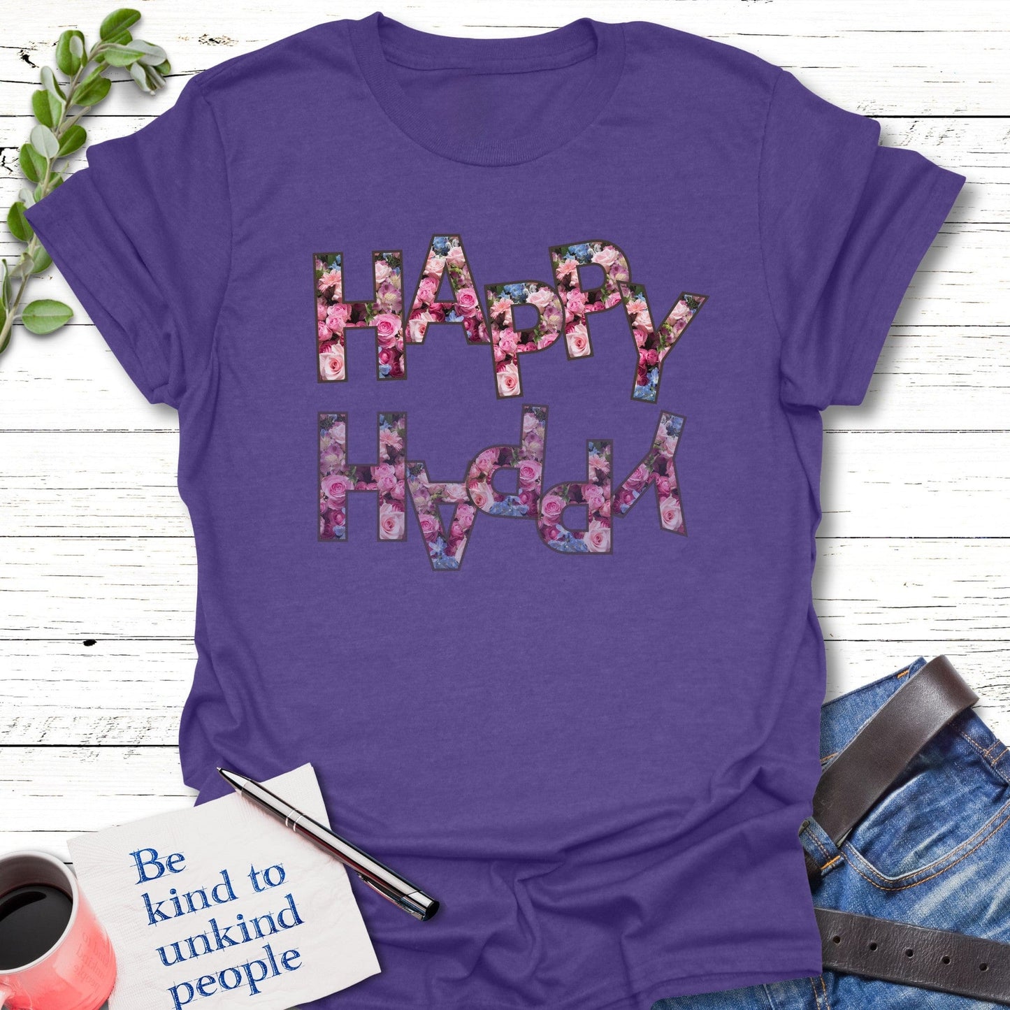 T-Shirt Heather Purple / S Reflect Happy T-Shirt Echo Kindness Printify