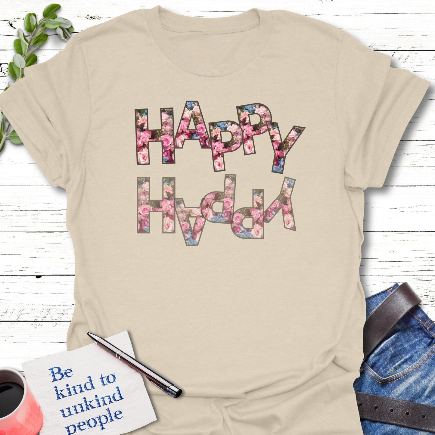 T-Shirt Natural / S Reflect Happy T-Shirt Echo Kindness Printify
