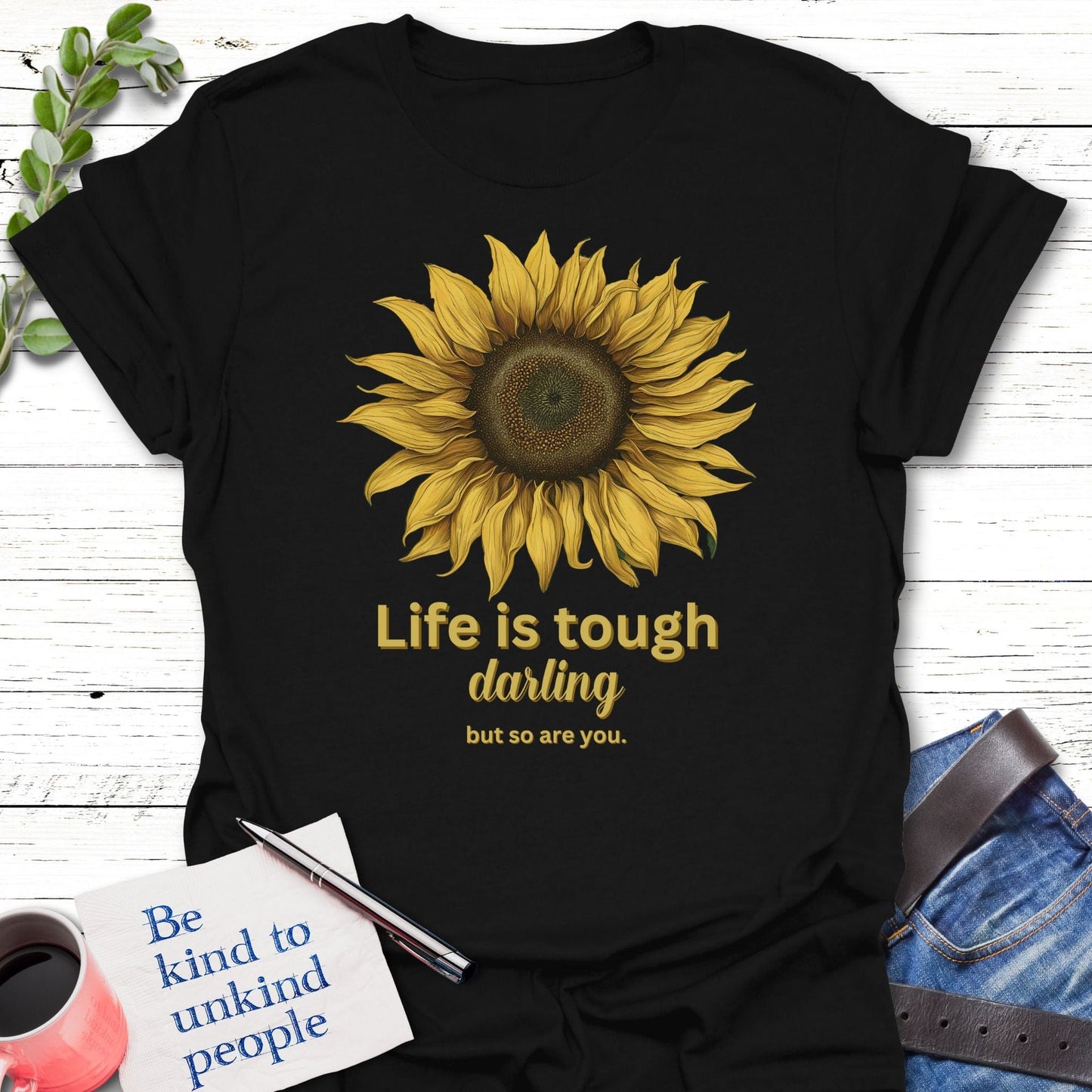 T-Shirt Black / S Resilient Sunflower T-Shirt Echo Kindness Printify
