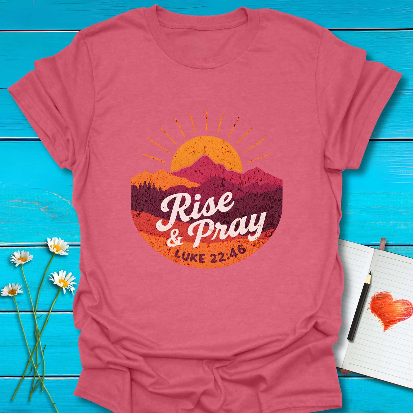 T-Shirt Heather Cardinal / S Rise & Pray T-Shirt Echo Kindness Printify