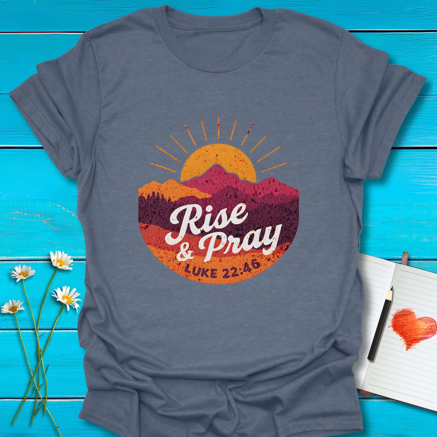 T-Shirt Heather indigo / S Rise & Pray T-Shirt Echo Kindness Printify