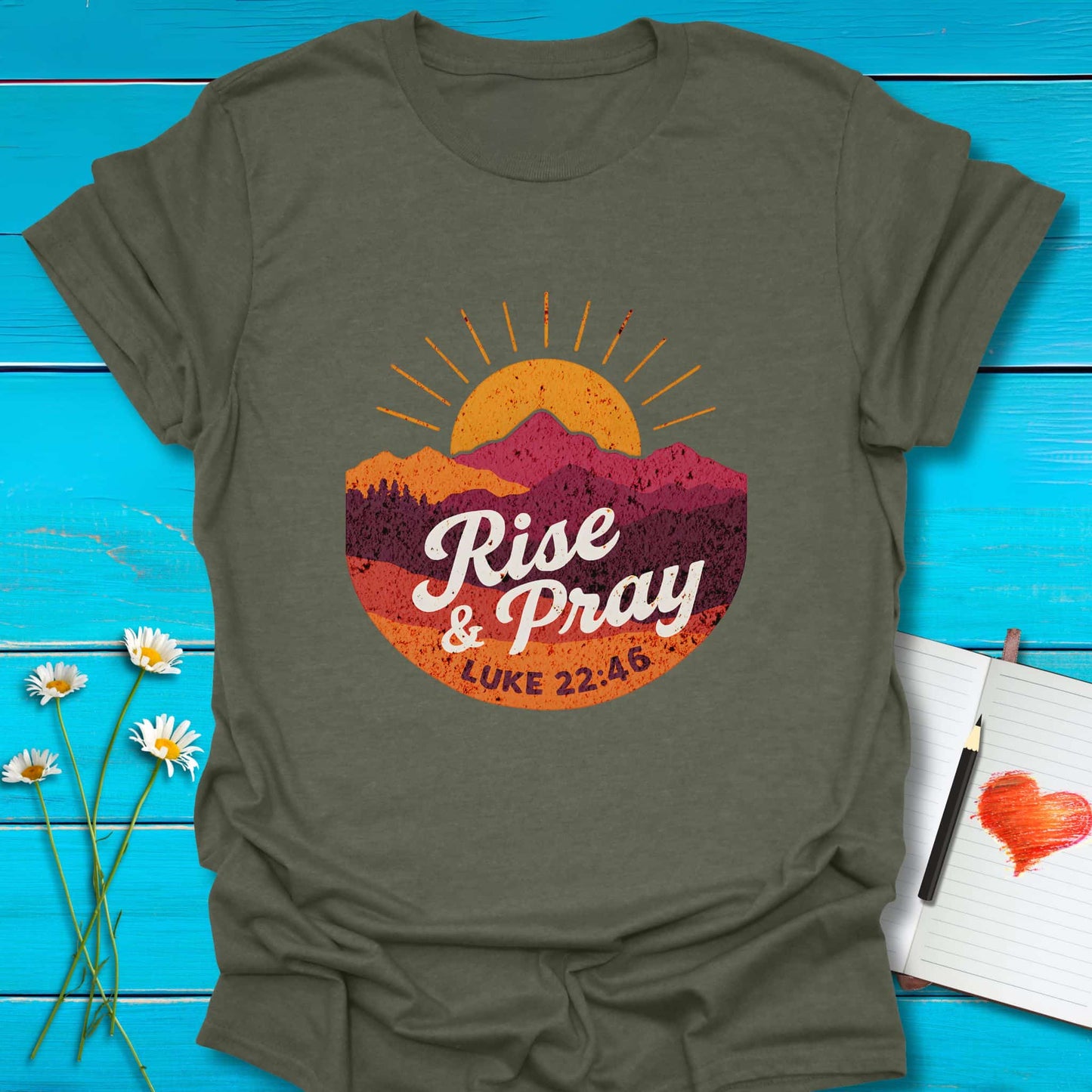 T-Shirt Heather Military Green / S Rise & Pray T-Shirt Echo Kindness Printify