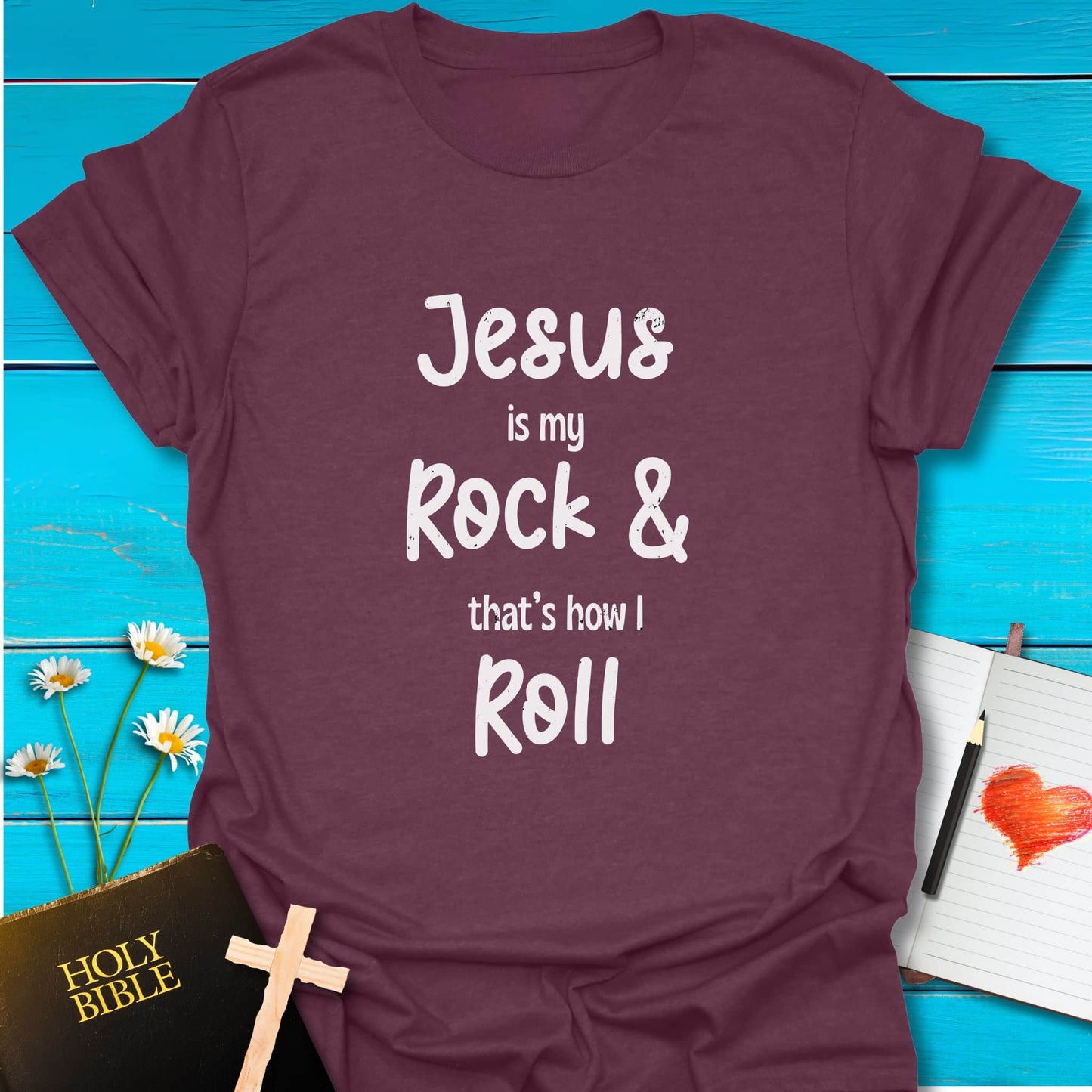 T-Shirt Heather Maroon / S Rock and Roll T-Shirt (Grunge effect) Echo Kindness Printify