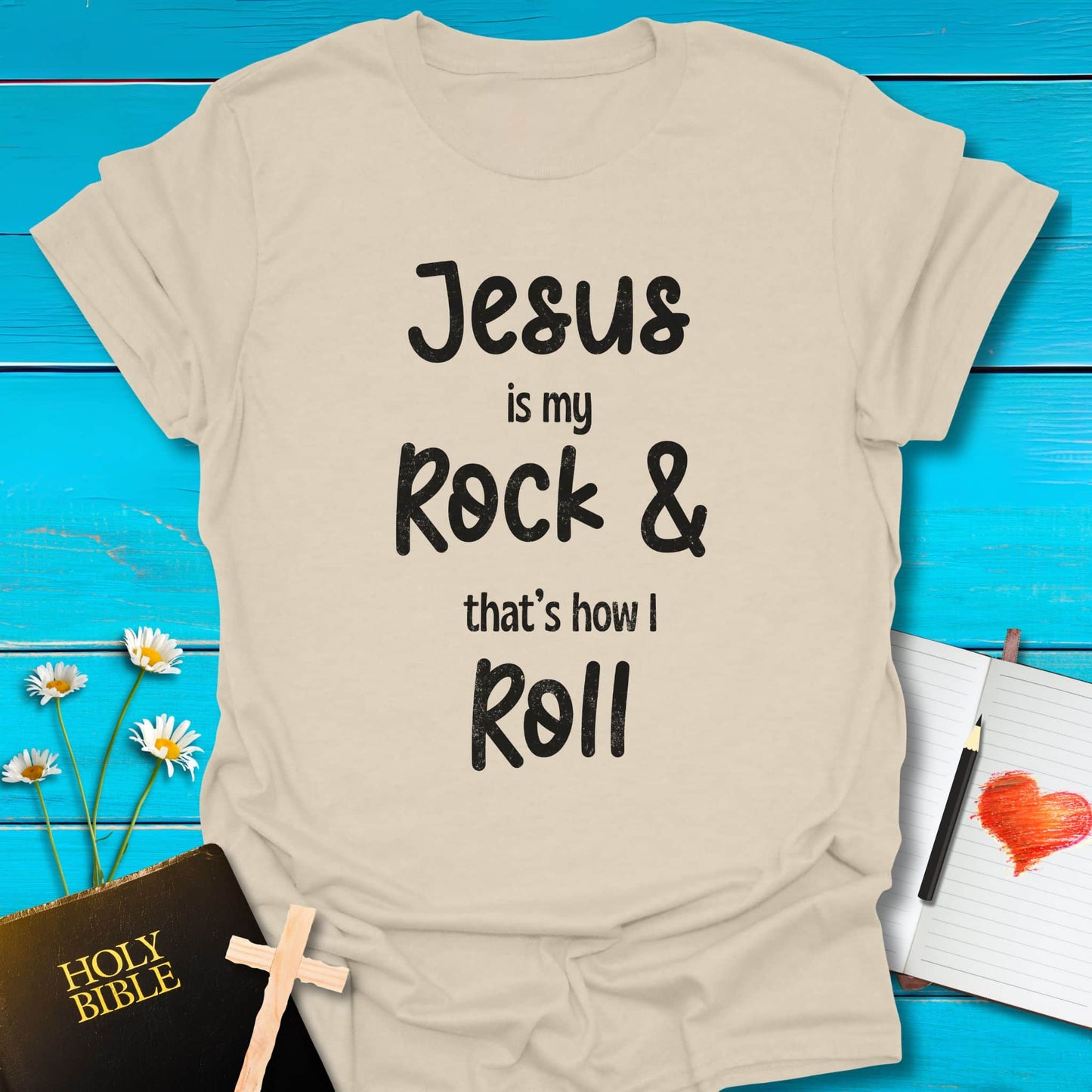 T-Shirt Natural / S Rock and Roll T-Shirt (Grunge effect) Echo Kindness Printify