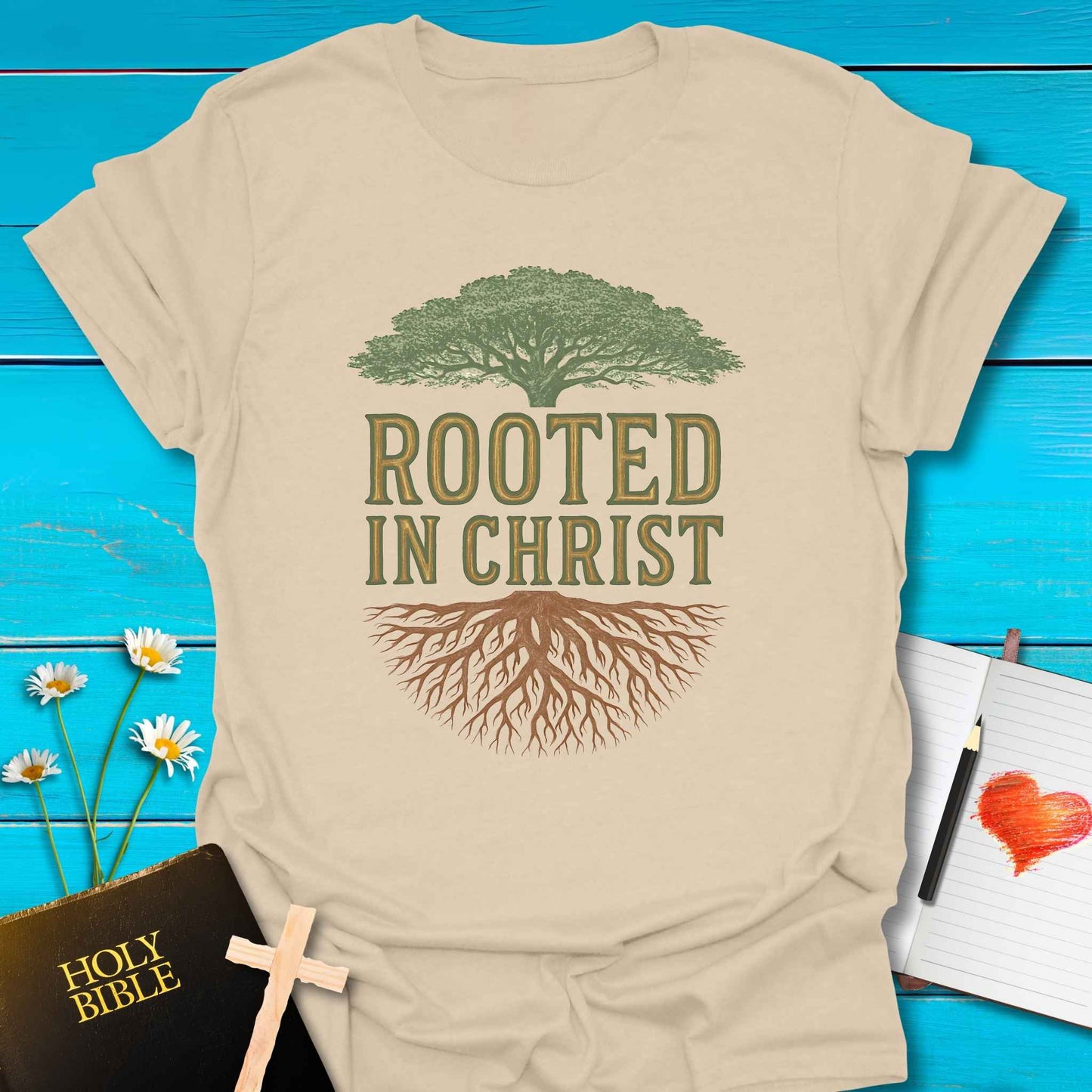 T-Shirt Sand / S Rooted in Christ T-Shirt Echo Kindness Printify