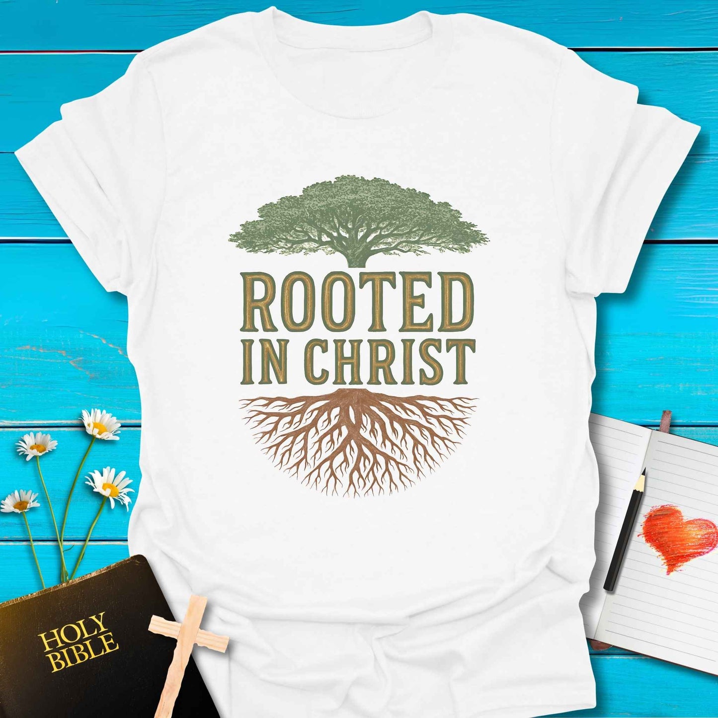 T-Shirt White / S Rooted in Christ T-Shirt Echo Kindness Printify