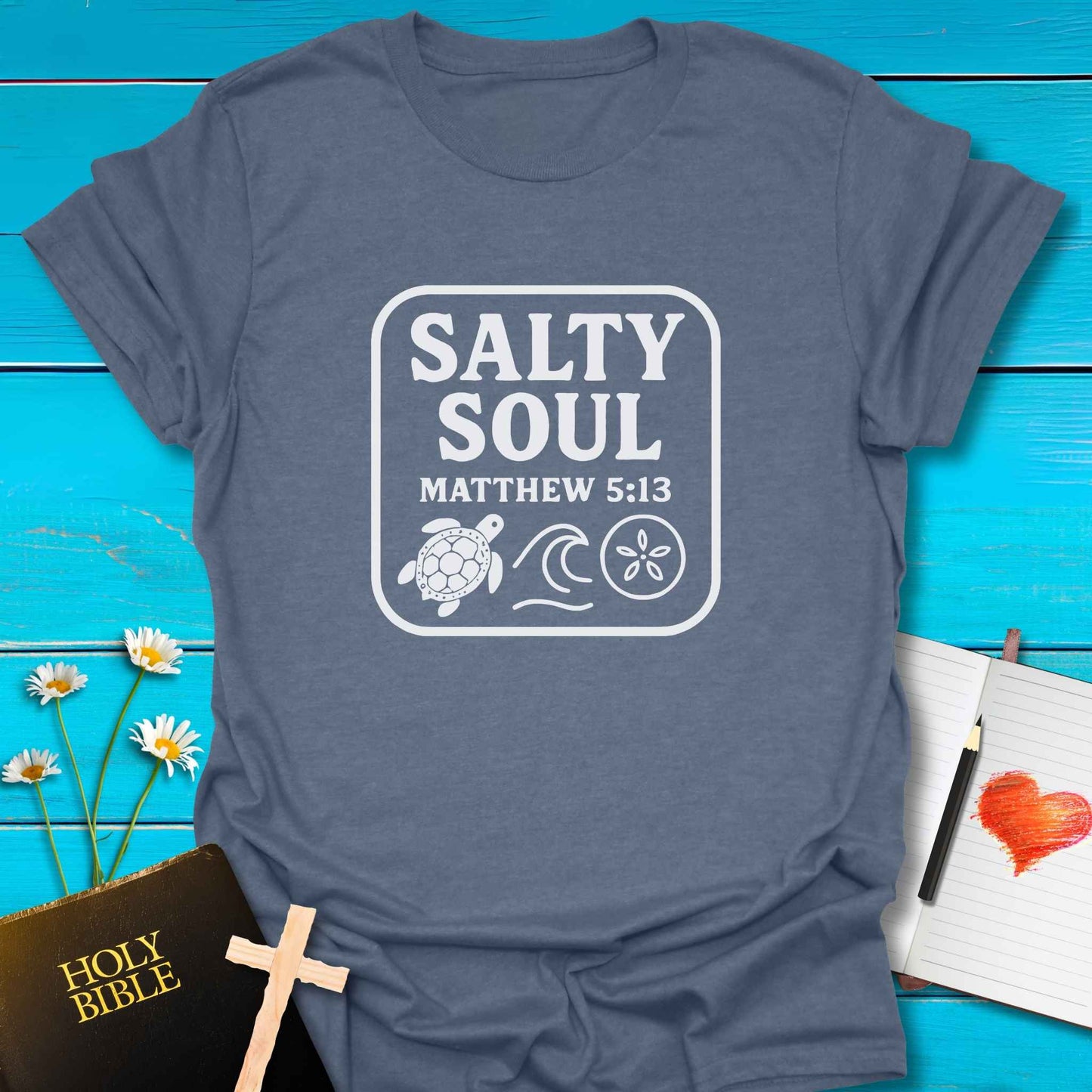 T-Shirt Heather indigo / S Salty Soul T-Shirt Echo Kindness Printify