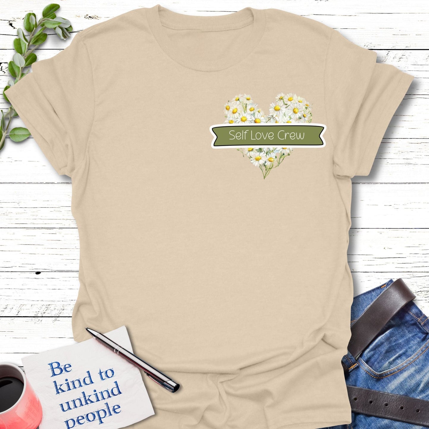 T-Shirt Sand / S Self Love Crew T-Shirt Echo Kindness Printify