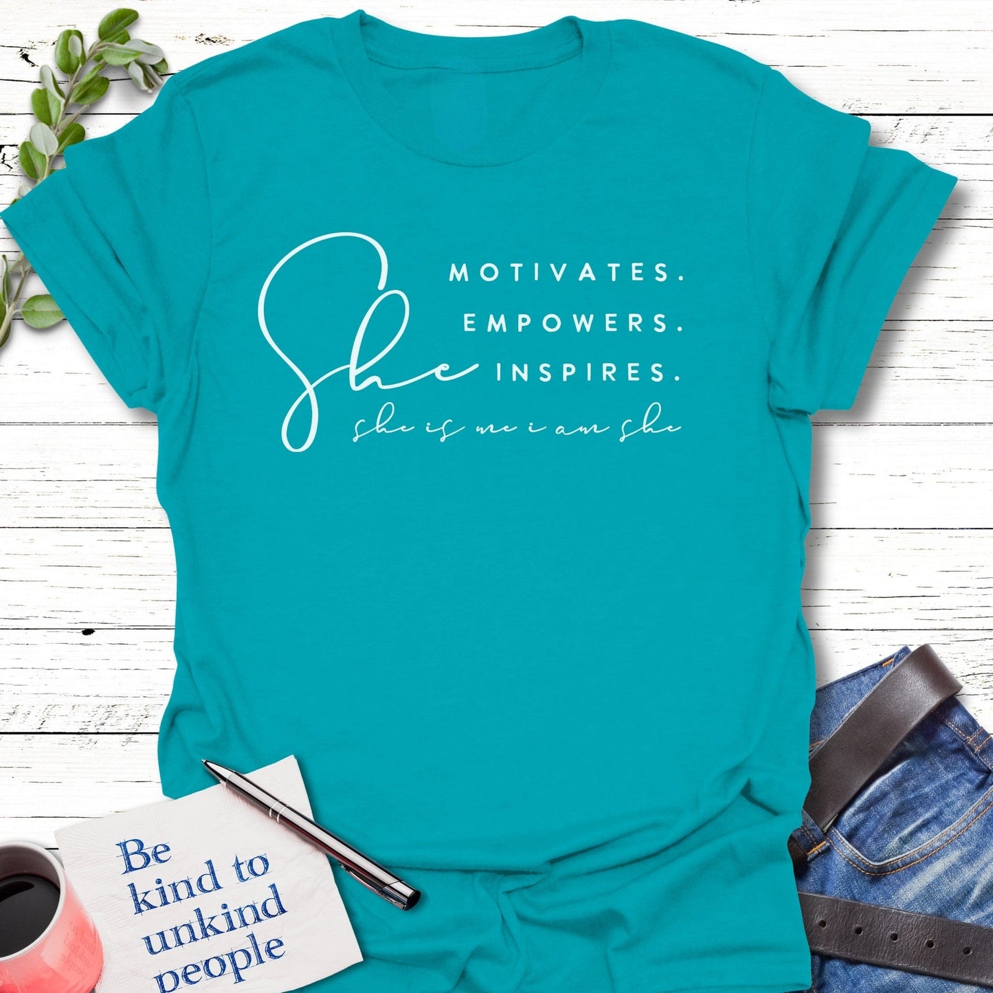 T-Shirt Tropical Blue / S She is T-Shirt Echo Kindness Printify