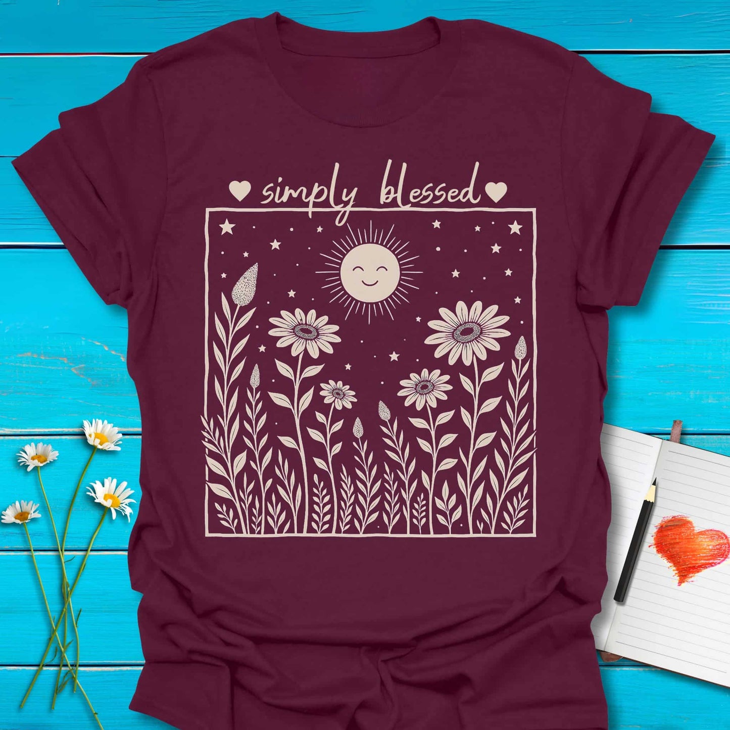 T-Shirt Maroon / S Simply Blessed T-Shirt Echo Kindness Printify