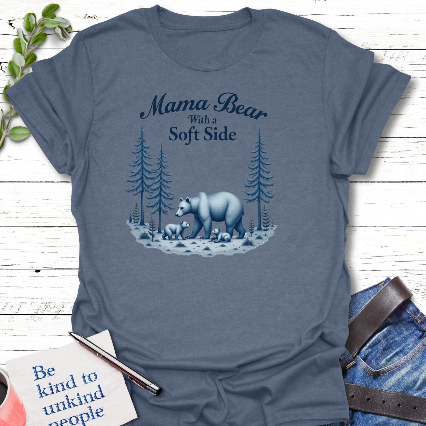 T-Shirt Heather indigo / S Soft Mama Bear T-Shirt Echo Kindness Printify