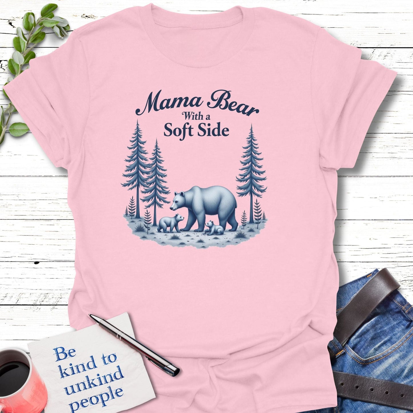 T-Shirt Light Pink / S Soft Mama Bear T-Shirt Echo Kindness Printify