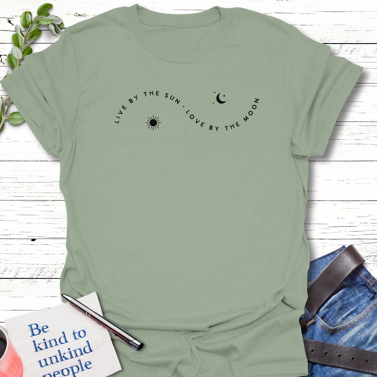 T-Shirt Sage / S Sun and Moon T-Shirt Echo Kindness Printify