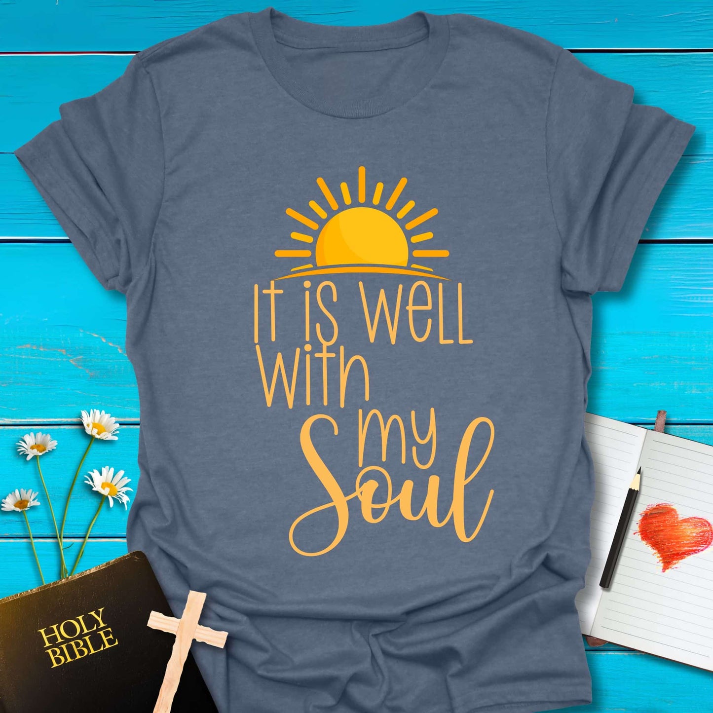 T-Shirt Heather indigo / S Sunlit Soul T-Shirt Echo Kindness Printify