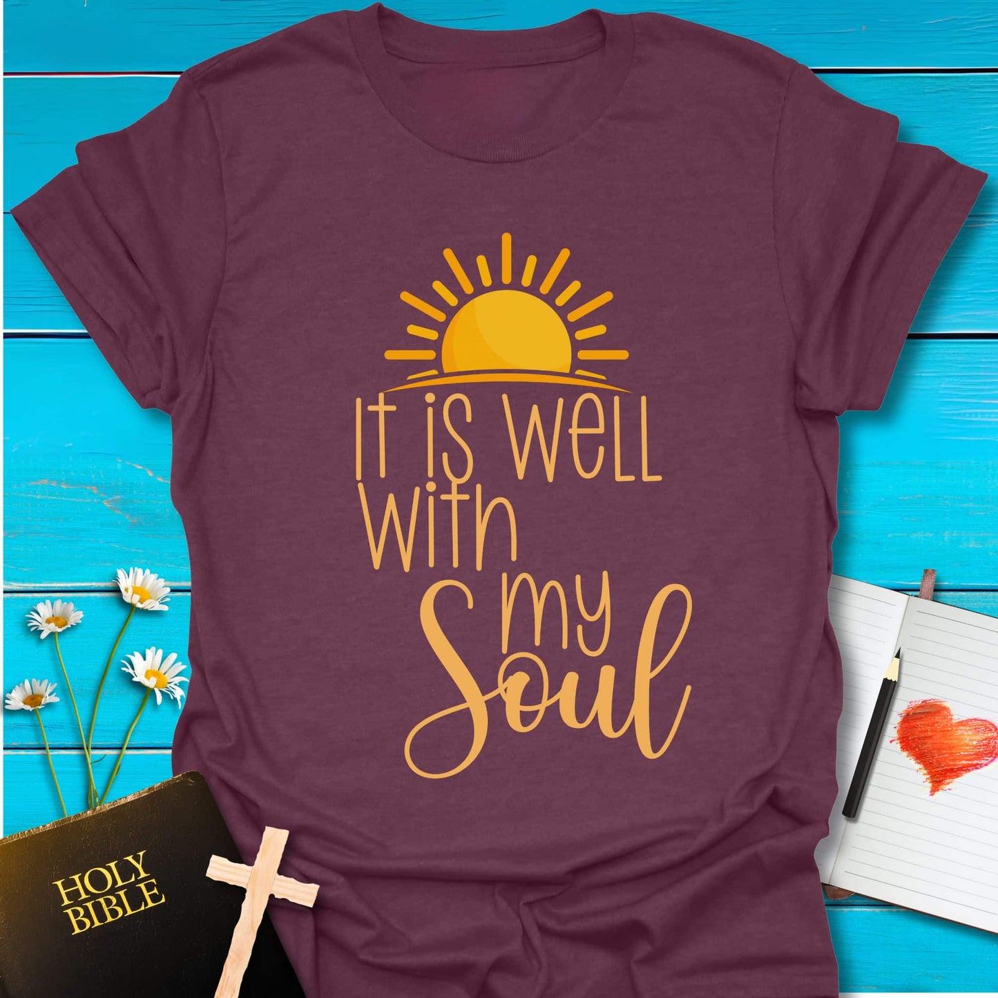 T-Shirt Heather Maroon / S Sunlit Soul T-Shirt Echo Kindness Printify