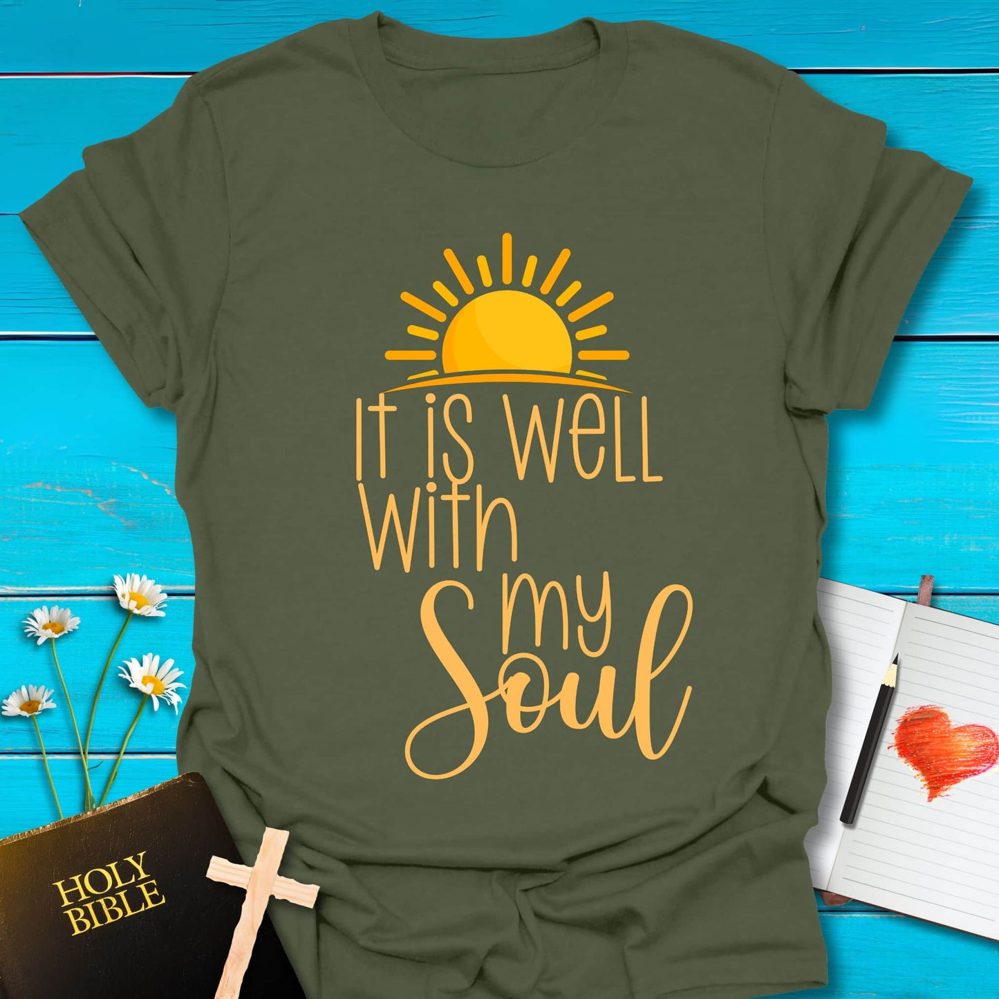 T-Shirt Military Green / S Sunlit Soul T-Shirt Echo Kindness Printify