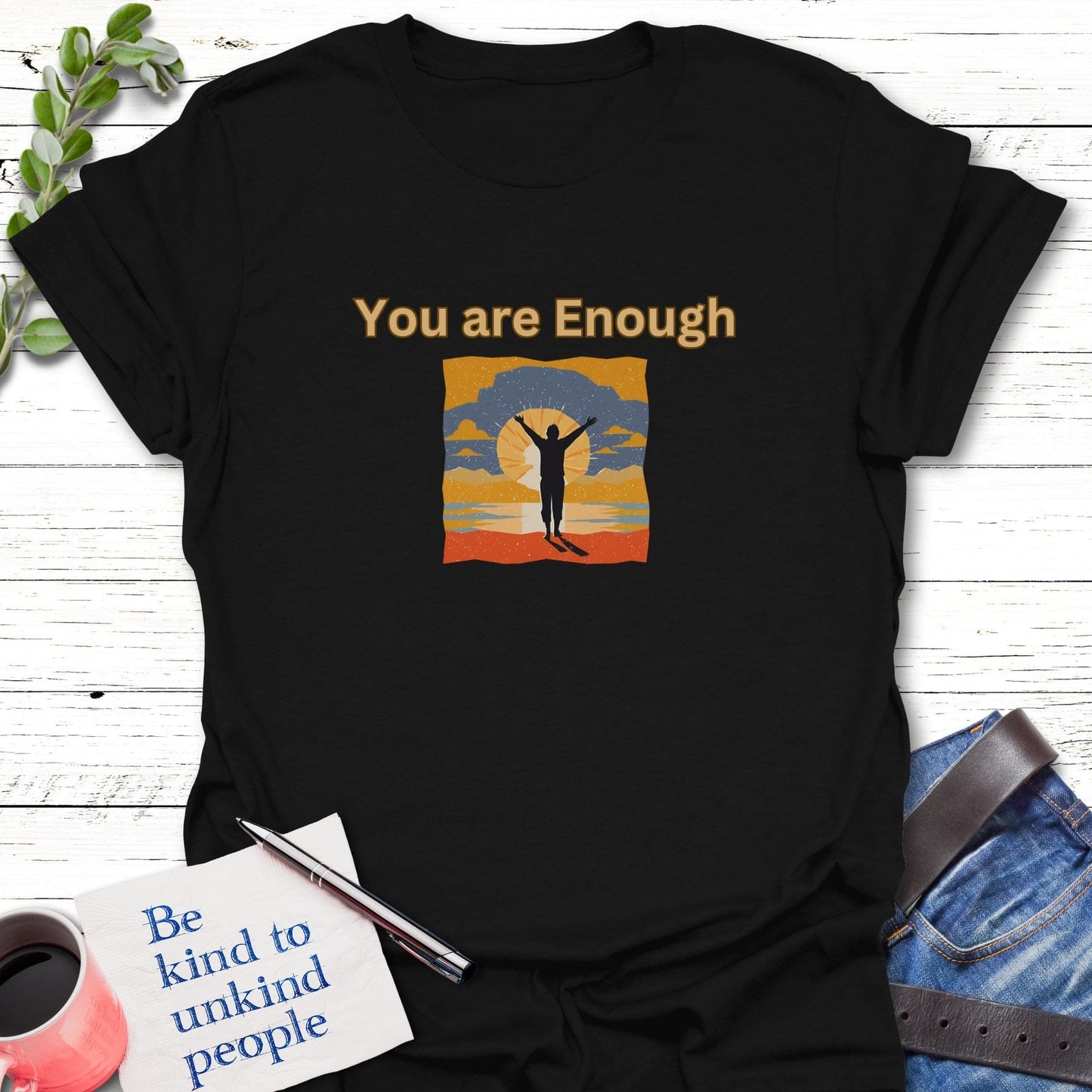 T-Shirt Black / S Sunrise Assurance T-Shirt Echo Kindness Printify