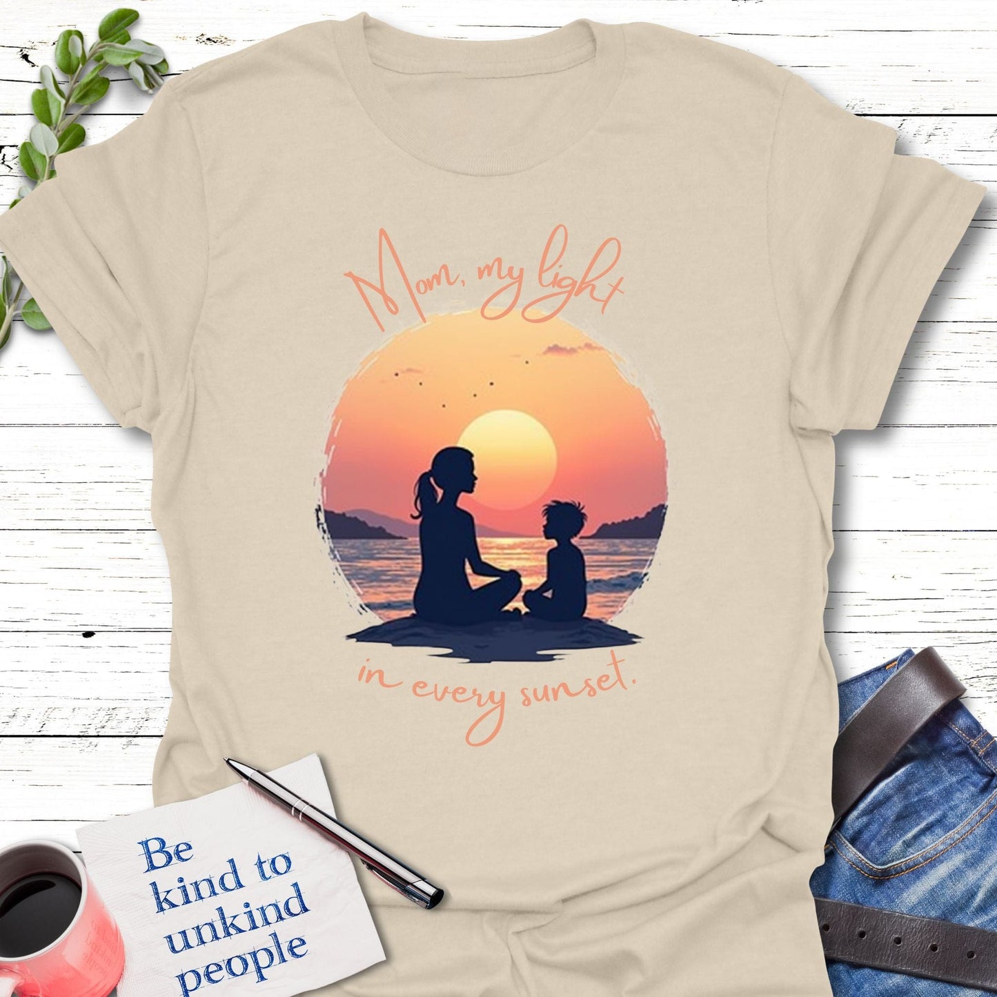 T-Shirt Natural / S Sunset Light T-Shirt Echo Kindness Printify