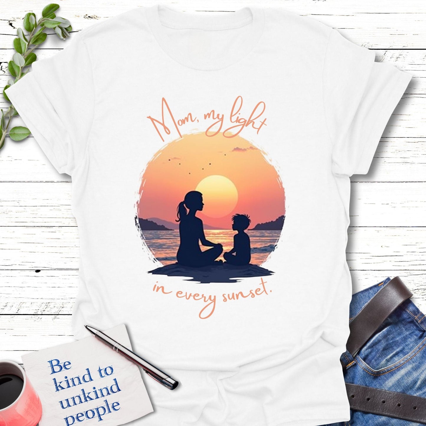 T-Shirt White / S Sunset Light T-Shirt Echo Kindness Printify