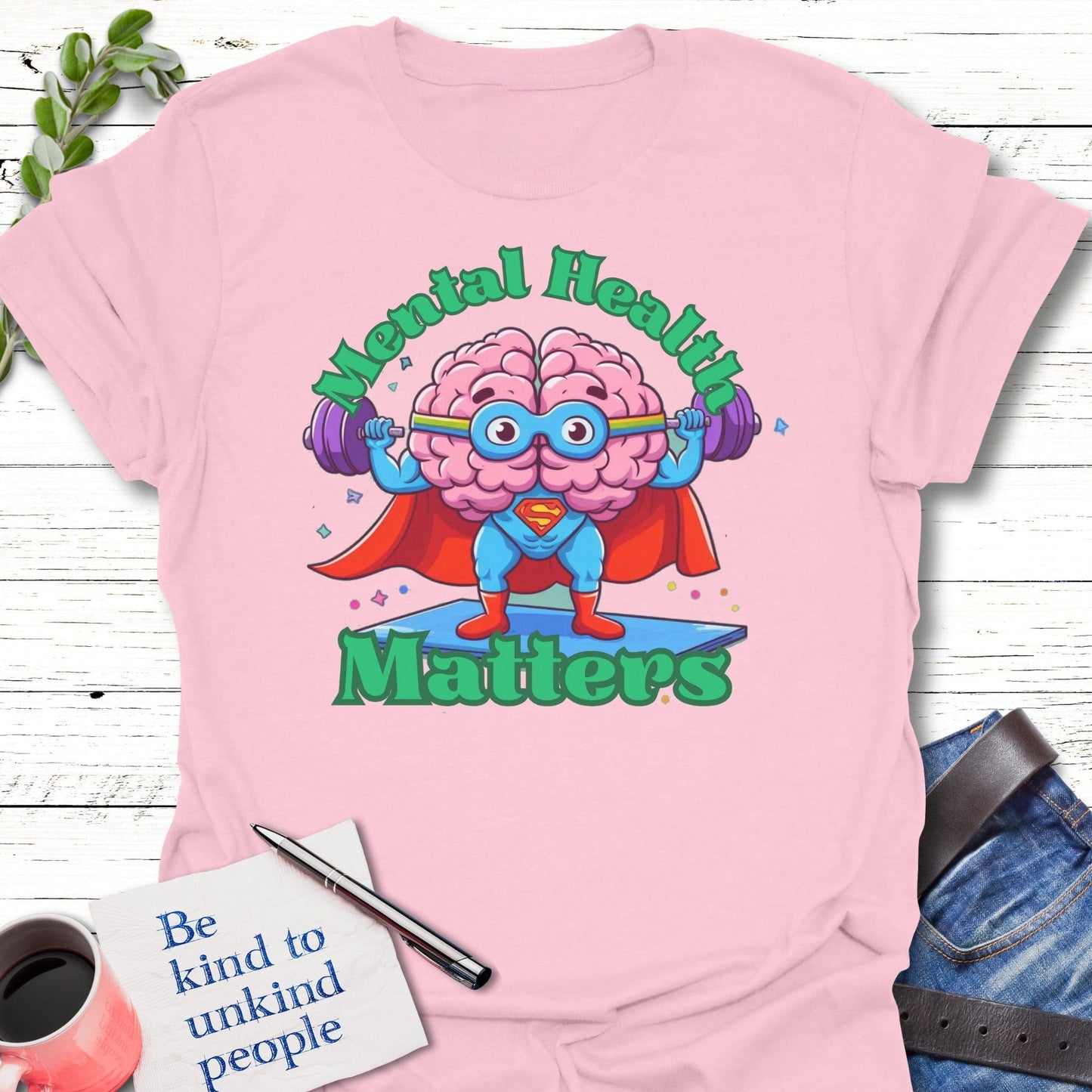 T-Shirt Light Pink / S Super Mind Matters T-Shirt Echo Kindness Printify