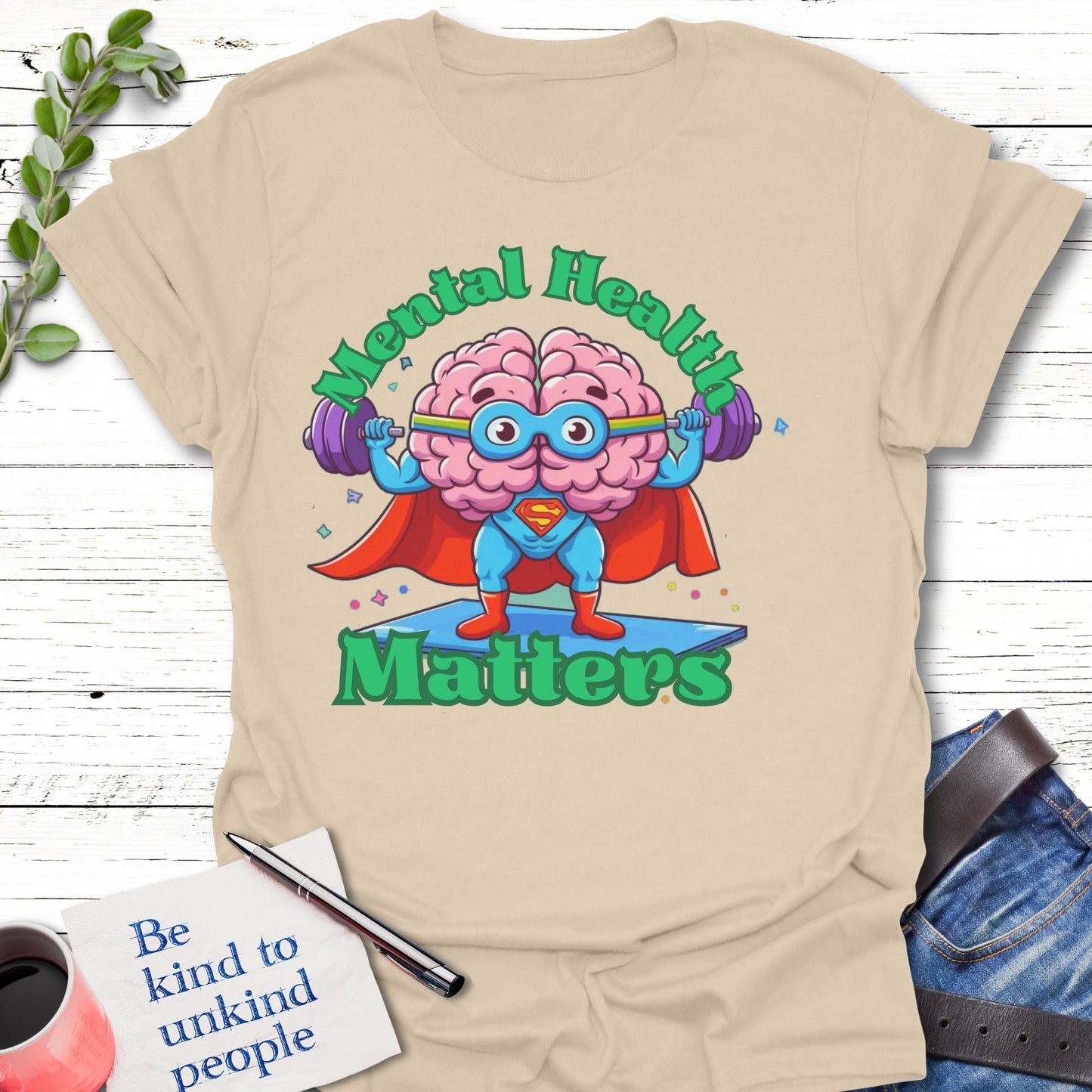 T-Shirt Sand / S Super Mind Matters T-Shirt Echo Kindness Printify
