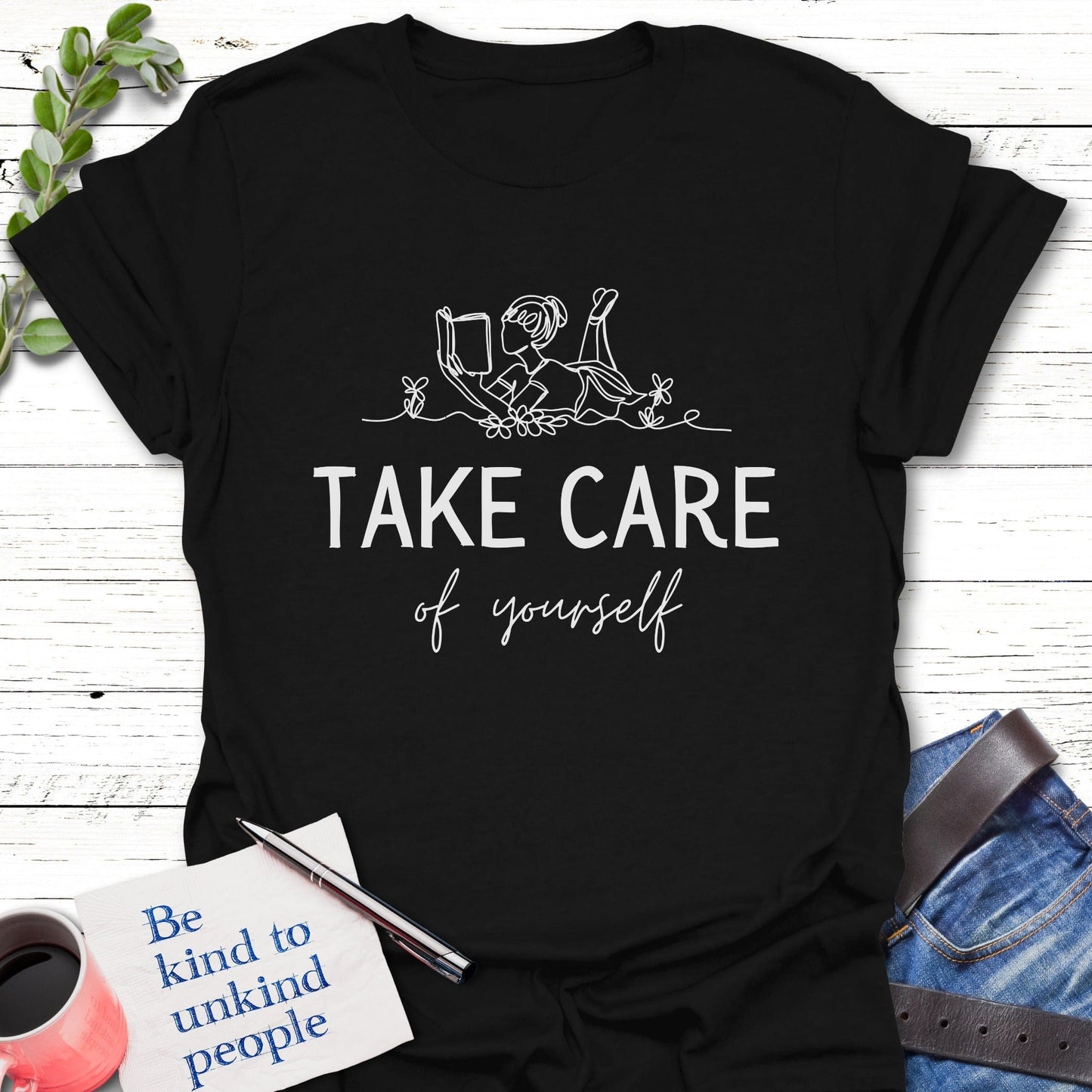 T-Shirt Black / S Take Care T-Shirt Echo Kindness Printify