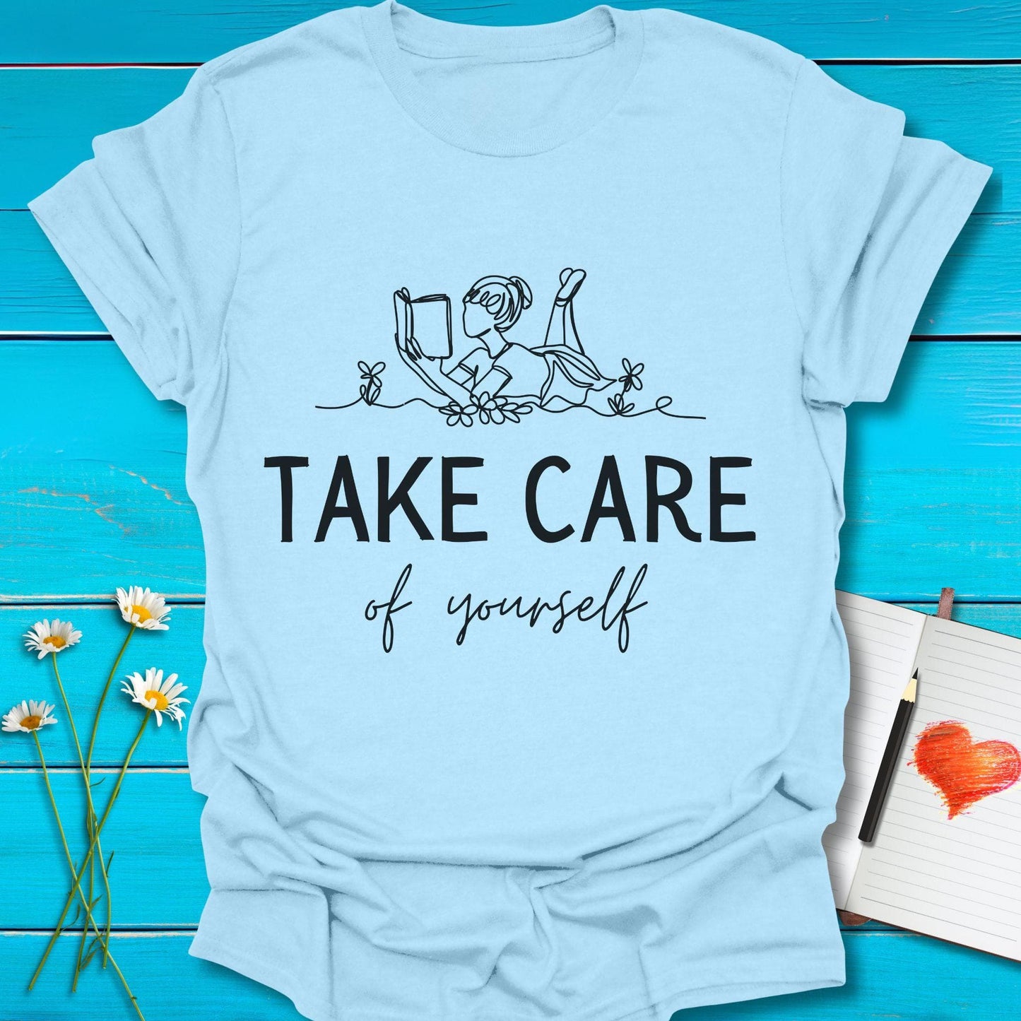T-Shirt Light Blue / S Take Care T-Shirt Echo Kindness Printify