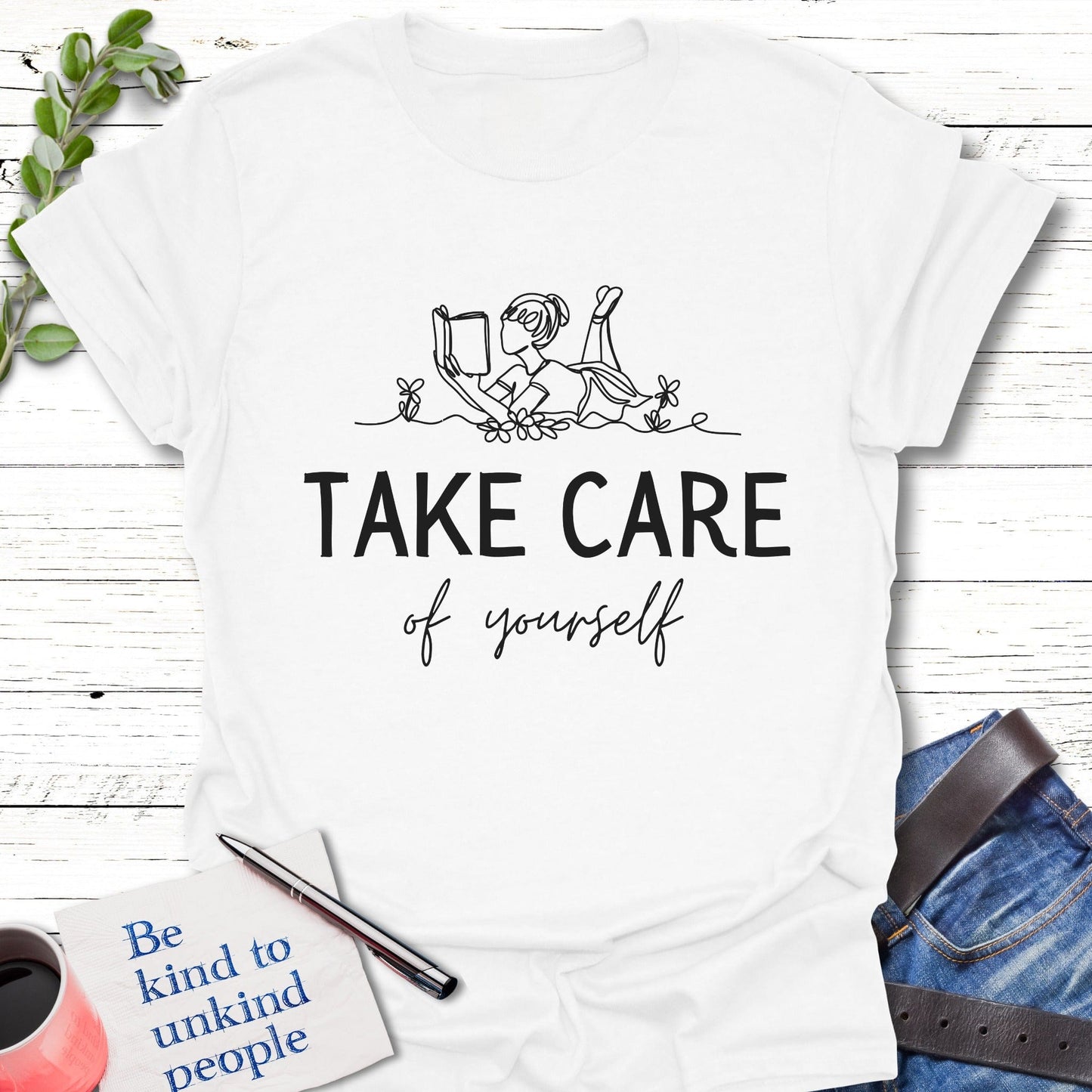 T-Shirt White / S Take Care T-Shirt Echo Kindness Printify