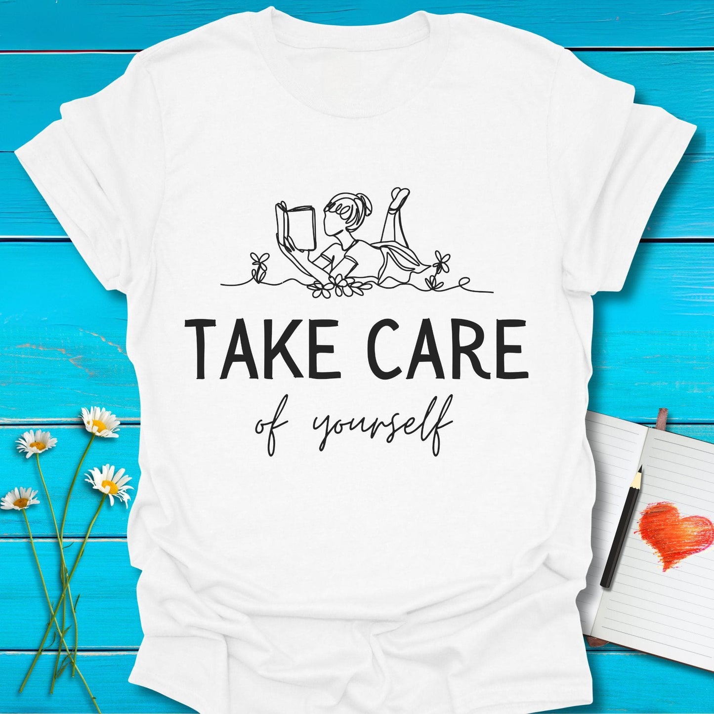 T-Shirt White / S Take Care T-Shirt Echo Kindness Printify