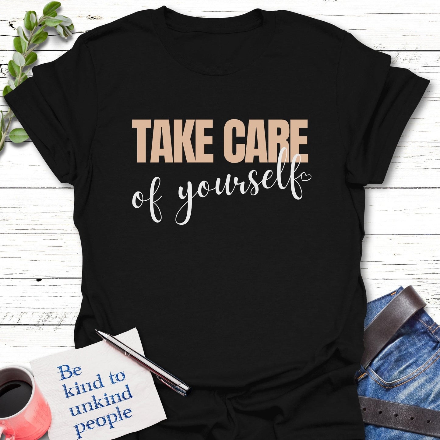 T-Shirt Black / S Take Care You T-Shirt Echo Kindness Printify