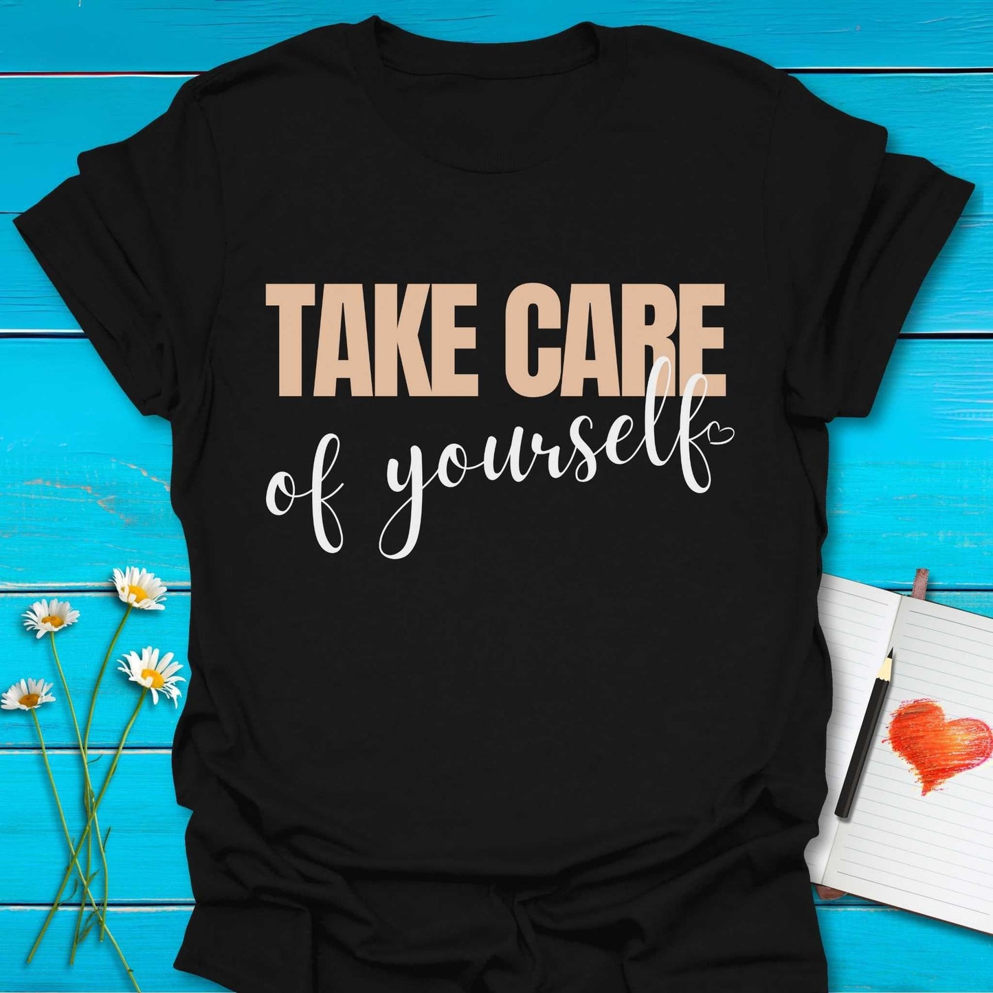 T-Shirt Black / S Take Care You T-Shirt Echo Kindness Printify