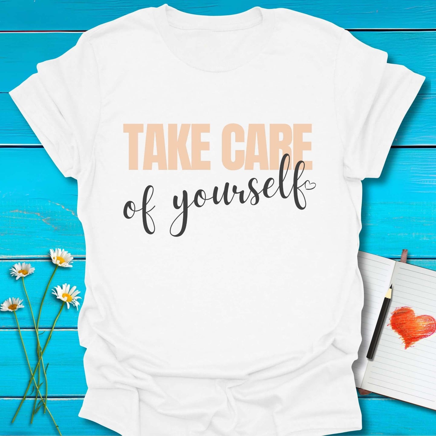 T-Shirt White / S Take Care You T-Shirt Echo Kindness Printify