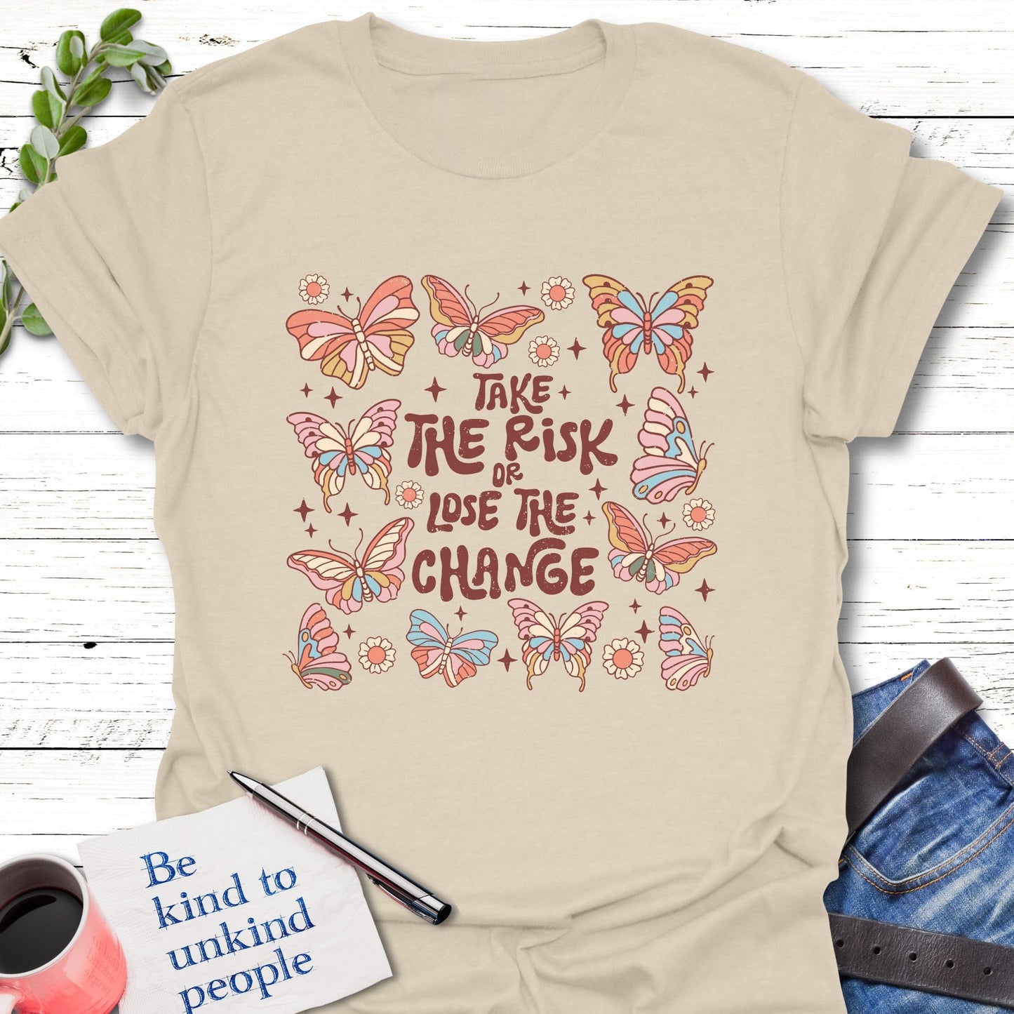 T-Shirt Natural / S Take the Risk T-Shirt Echo Kindness Printify