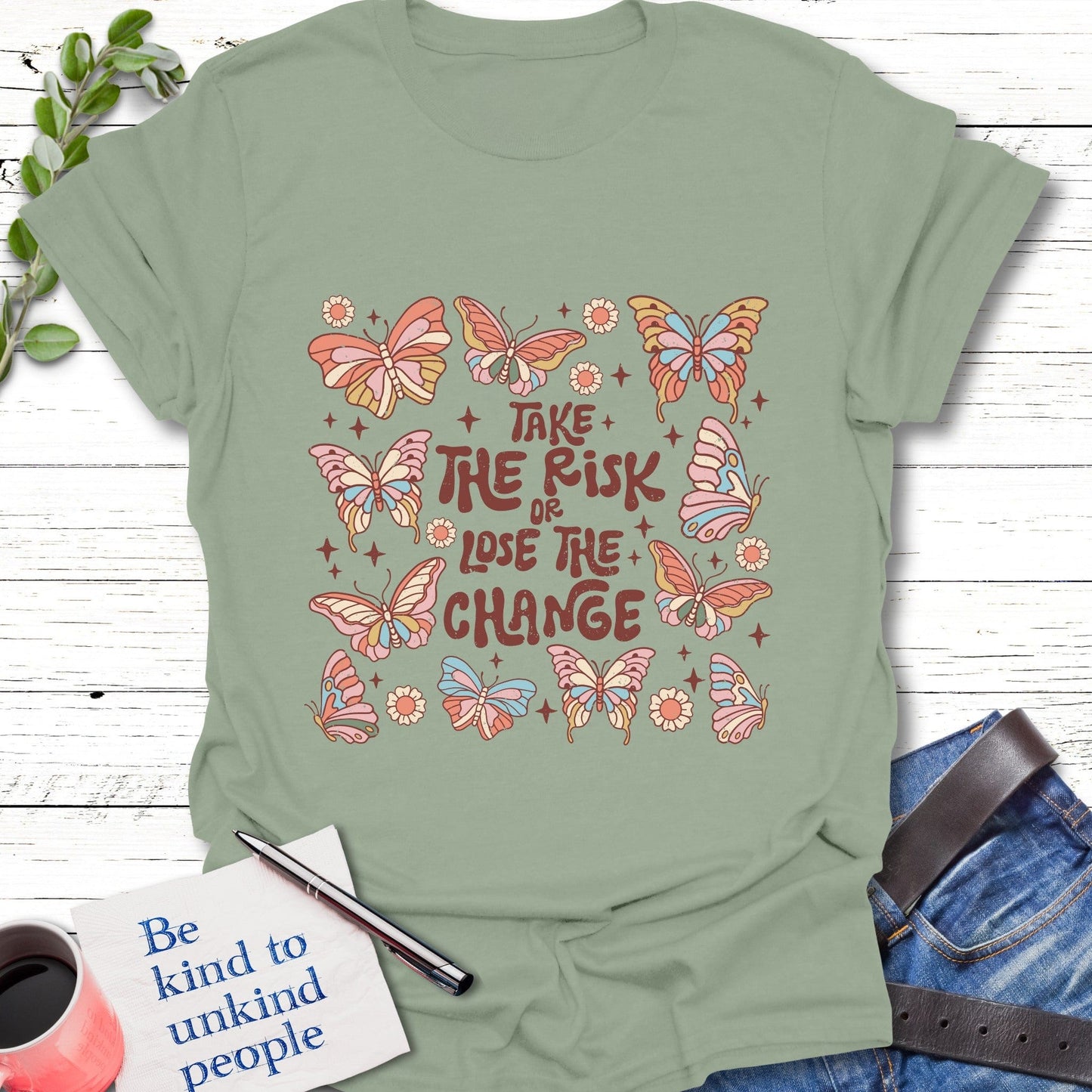 T-Shirt Sage / S Take the Risk T-Shirt Echo Kindness Printify