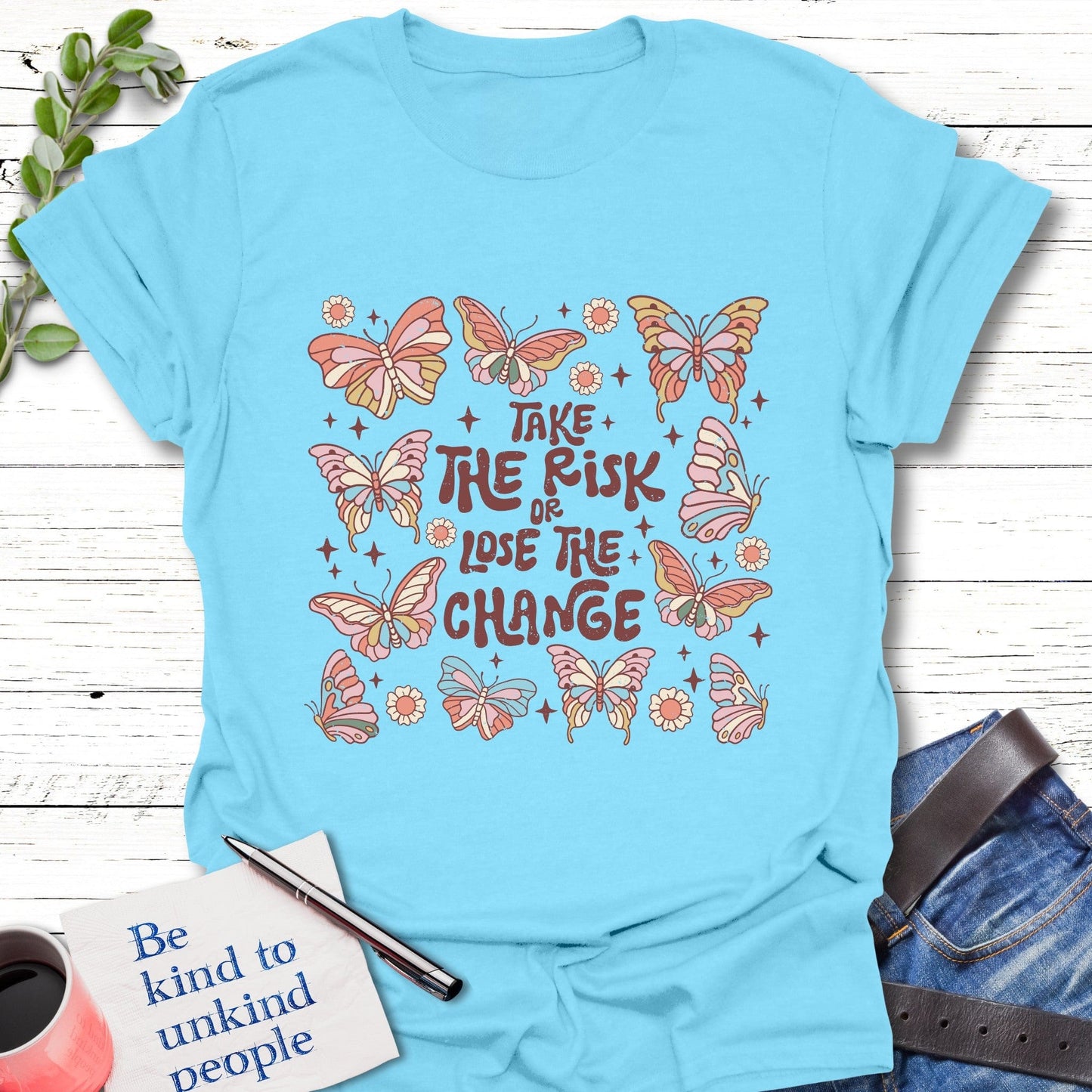 T-Shirt Sky / S Take the Risk T-Shirt Echo Kindness Printify