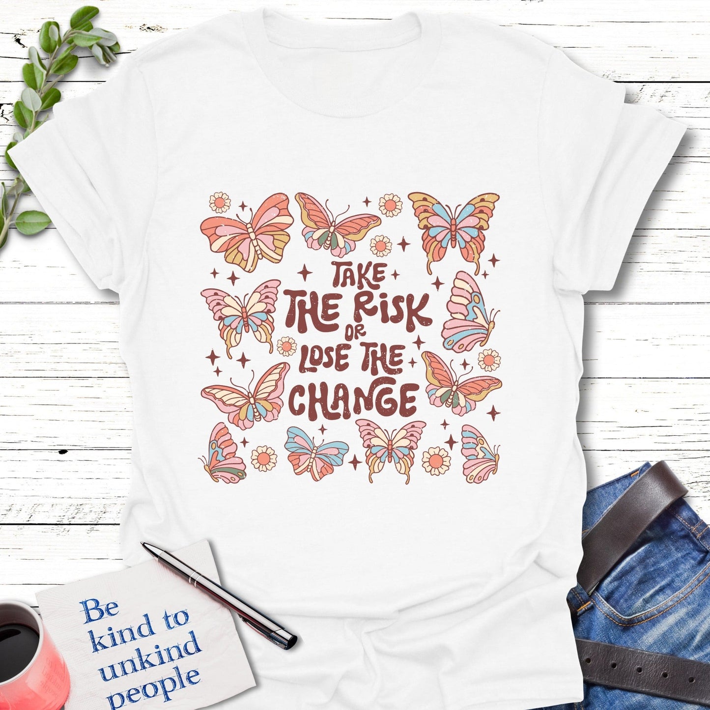 T-Shirt White / S Take the Risk T-Shirt Echo Kindness Printify