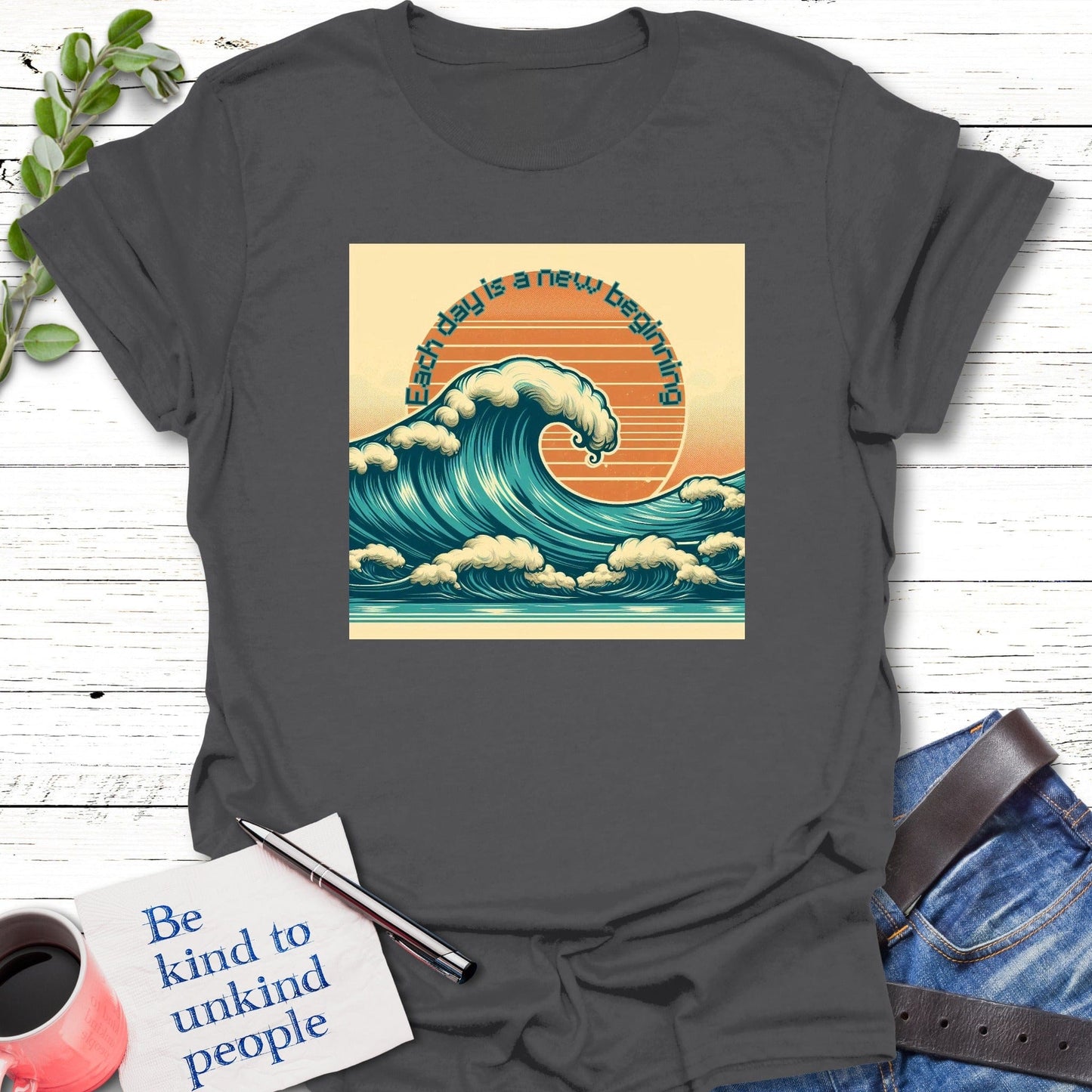 T-Shirt Charcoal / S Tidal Fresh Beginning T-Shirt Echo Kindness Printify