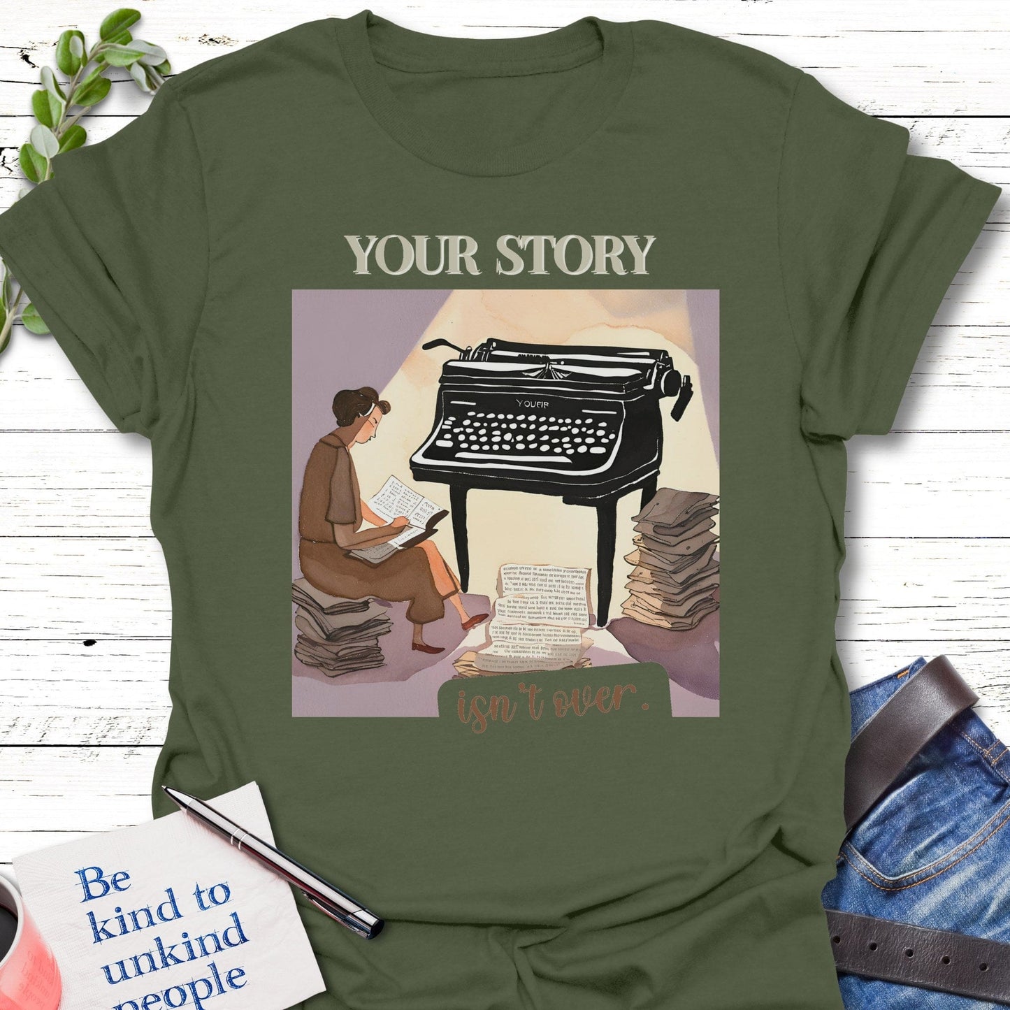 T-Shirt Military Green / S Unwritten Chapters T-Shirt Echo Kindness Printify